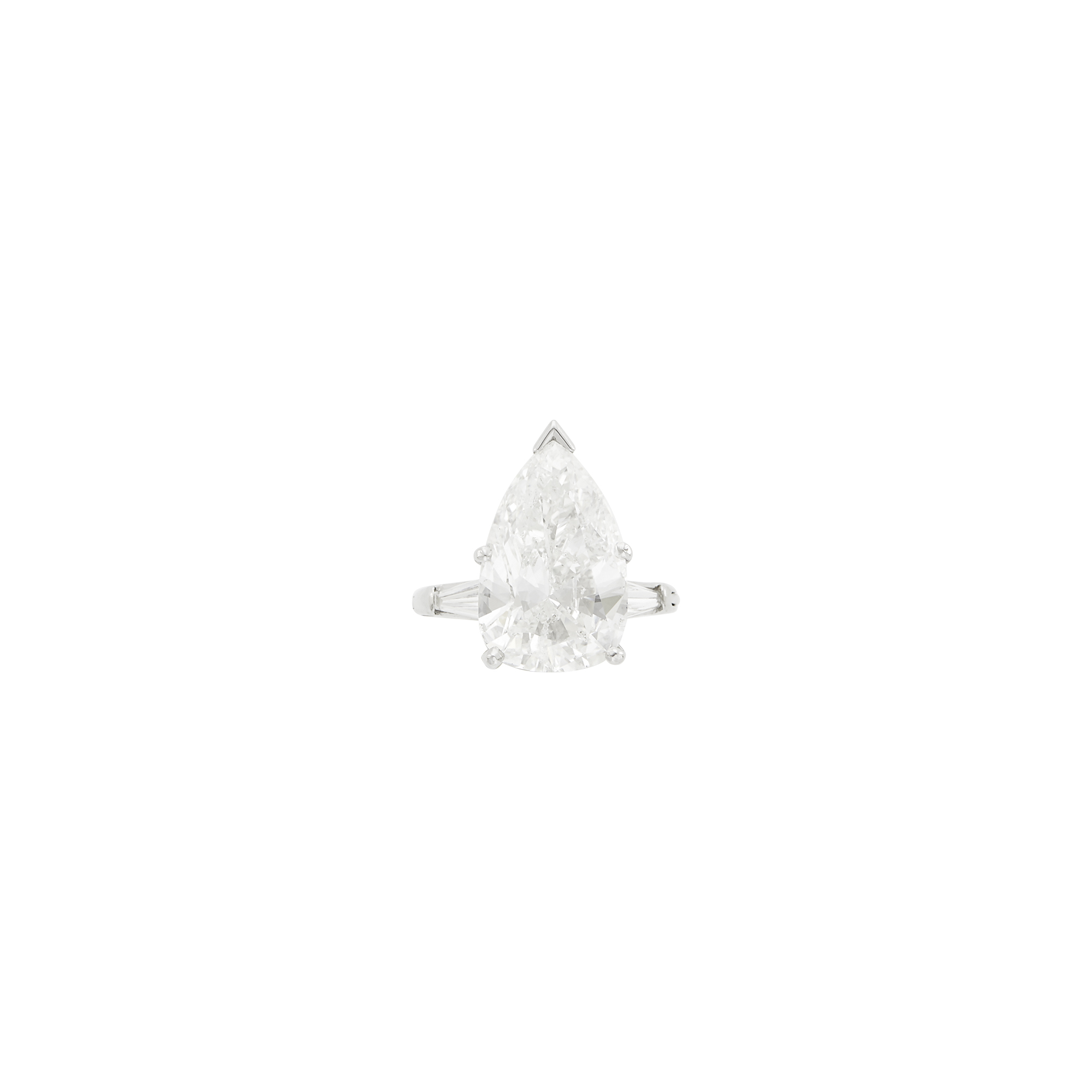 Lot image - Platinum, Laser-Drilled Diamond and Diamond Ring