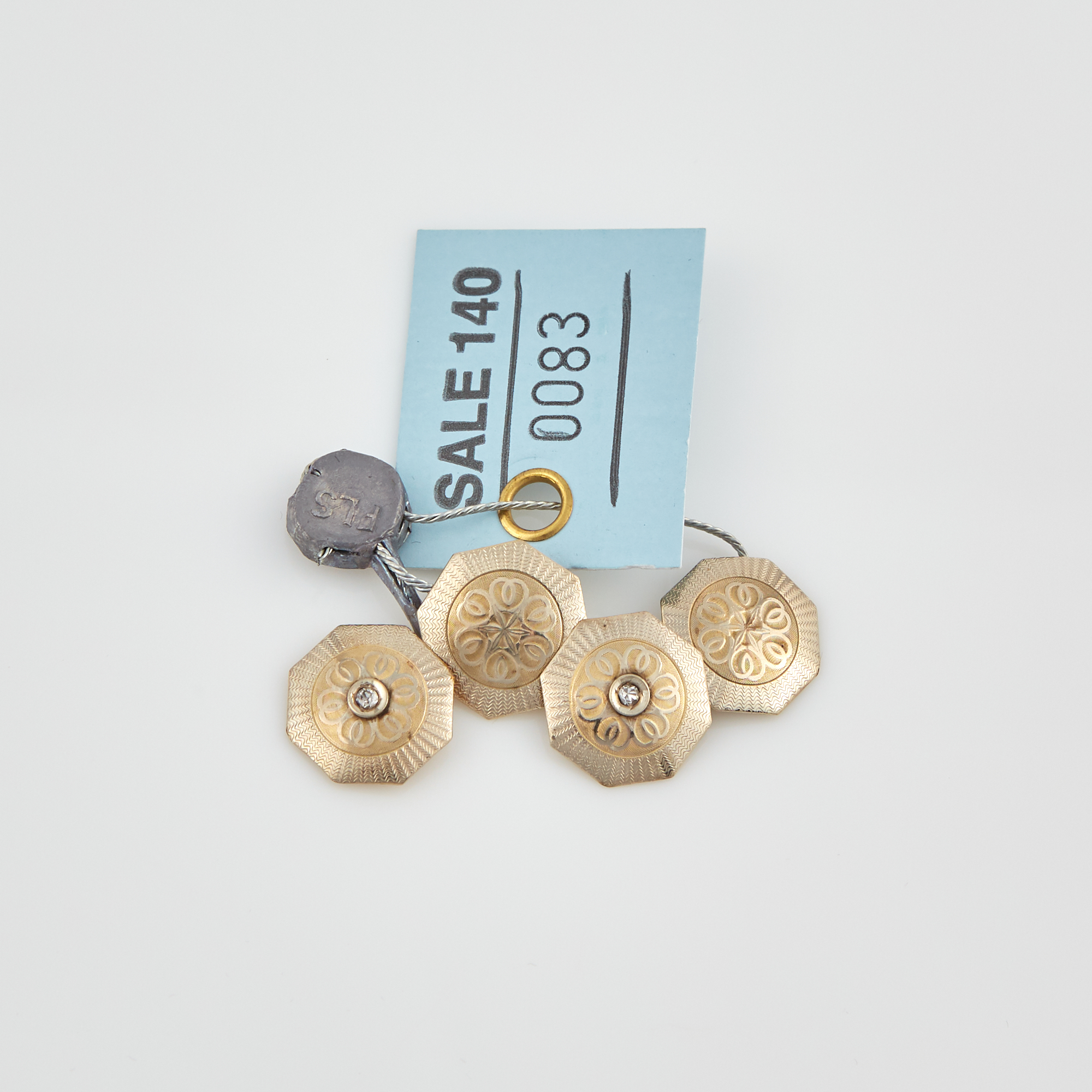 Lot image - Two Diamond Cuff Links, 10K 1 dwt.