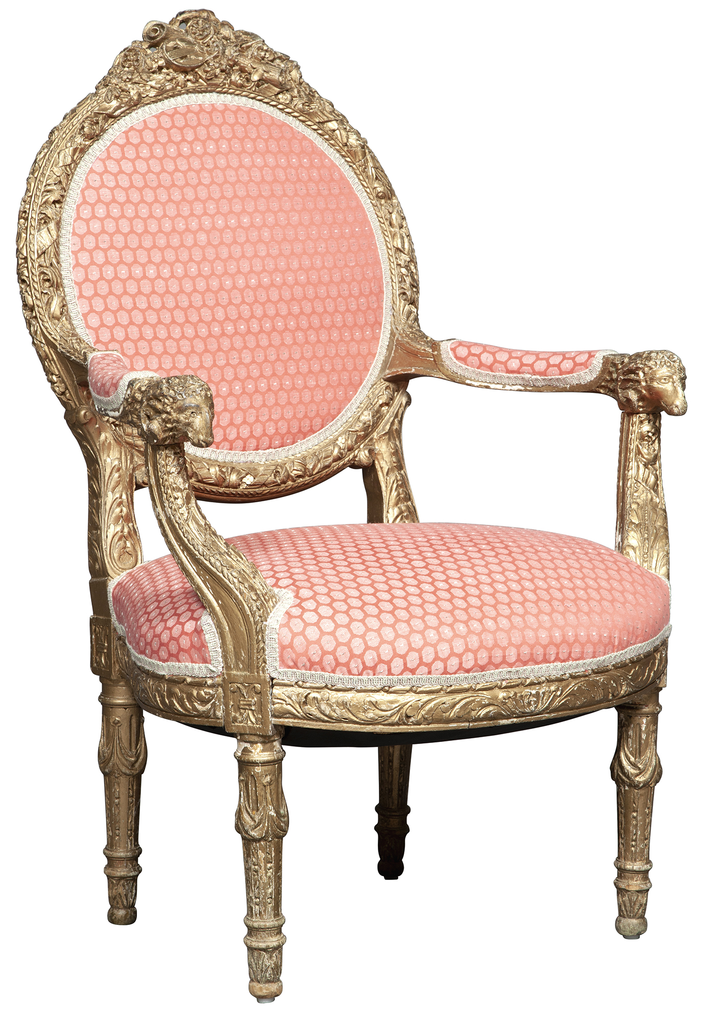 Lot image - Continental Neoclassical Style Giltwood Armchair
