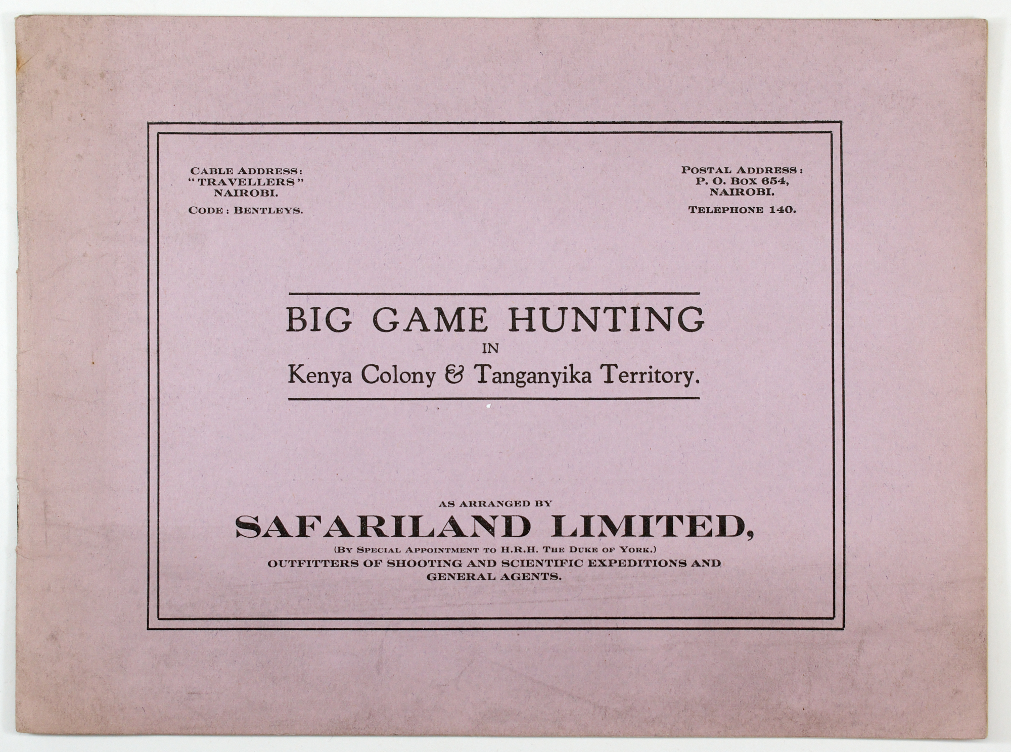 Lot image - [AFRICA-HUNTING]  Big Game Hunting in Kenya Colony & Tanganyika Territory.