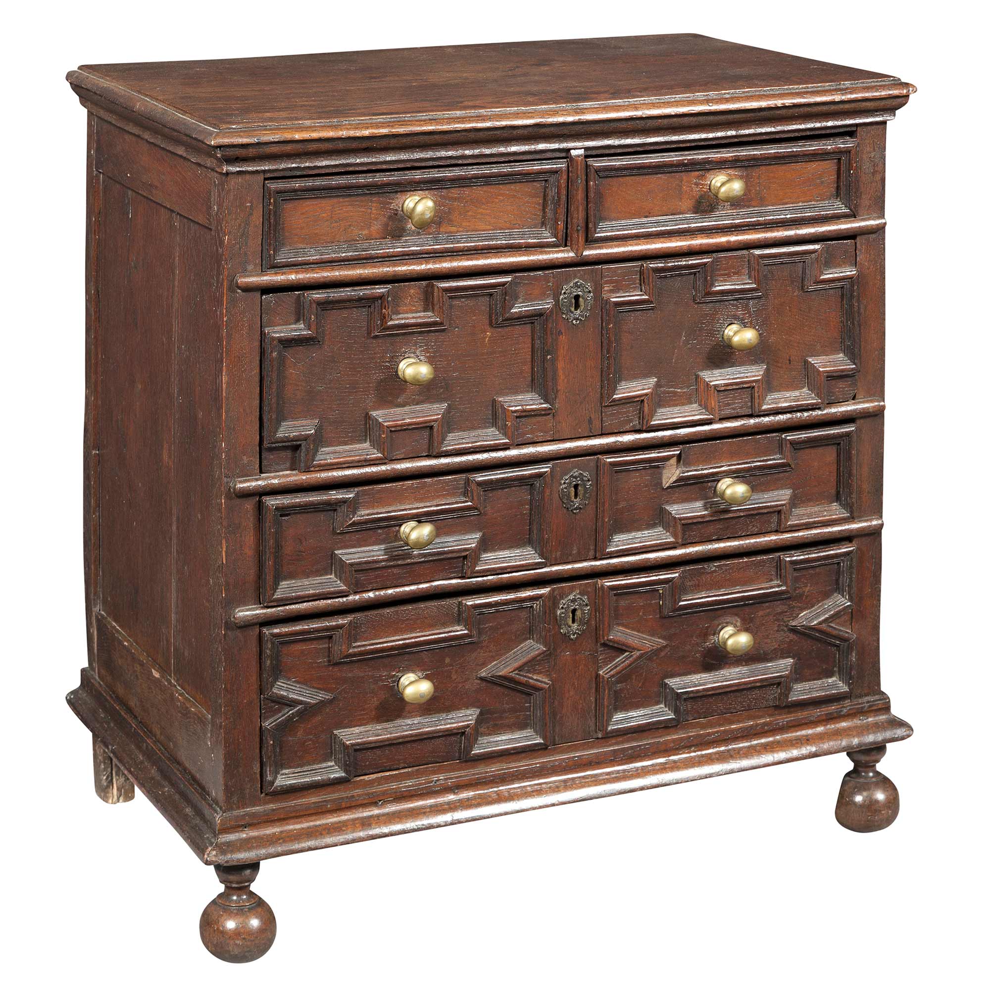 Lot image - English Joined Oak Chest of Drawers