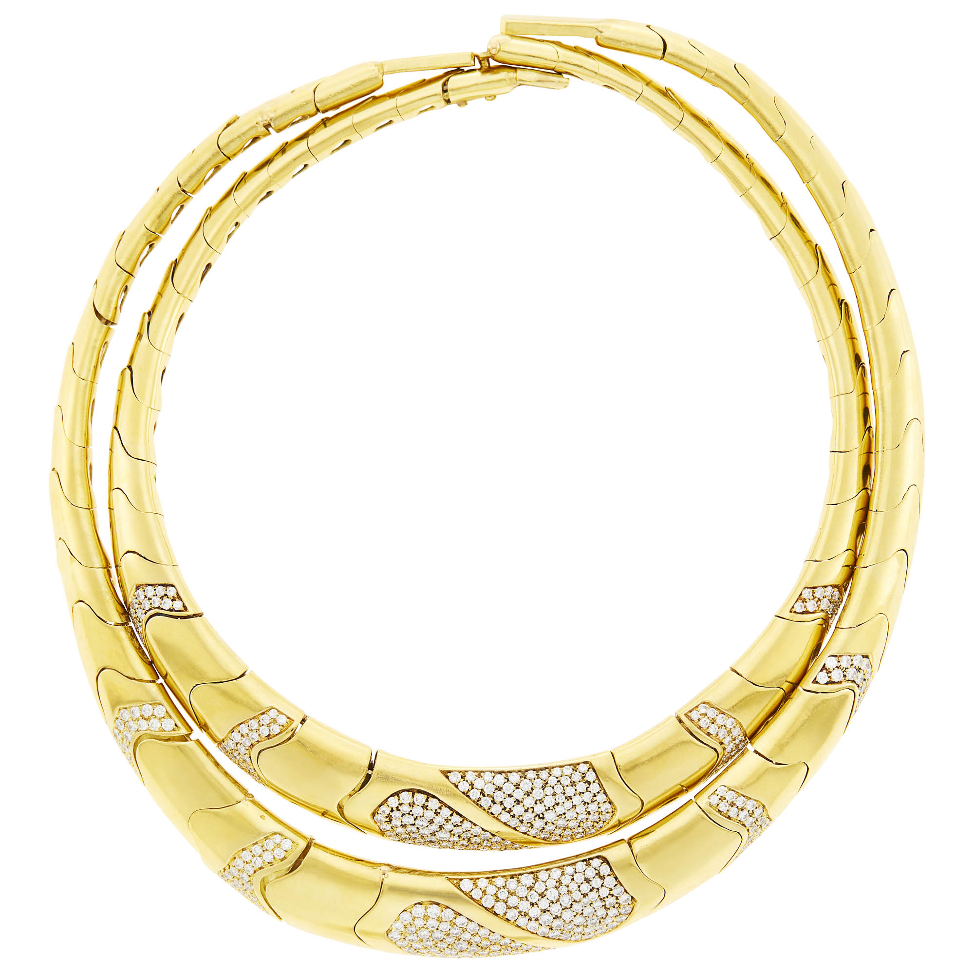 Lot image - Pair of Gold and Diamond Choker Necklaces