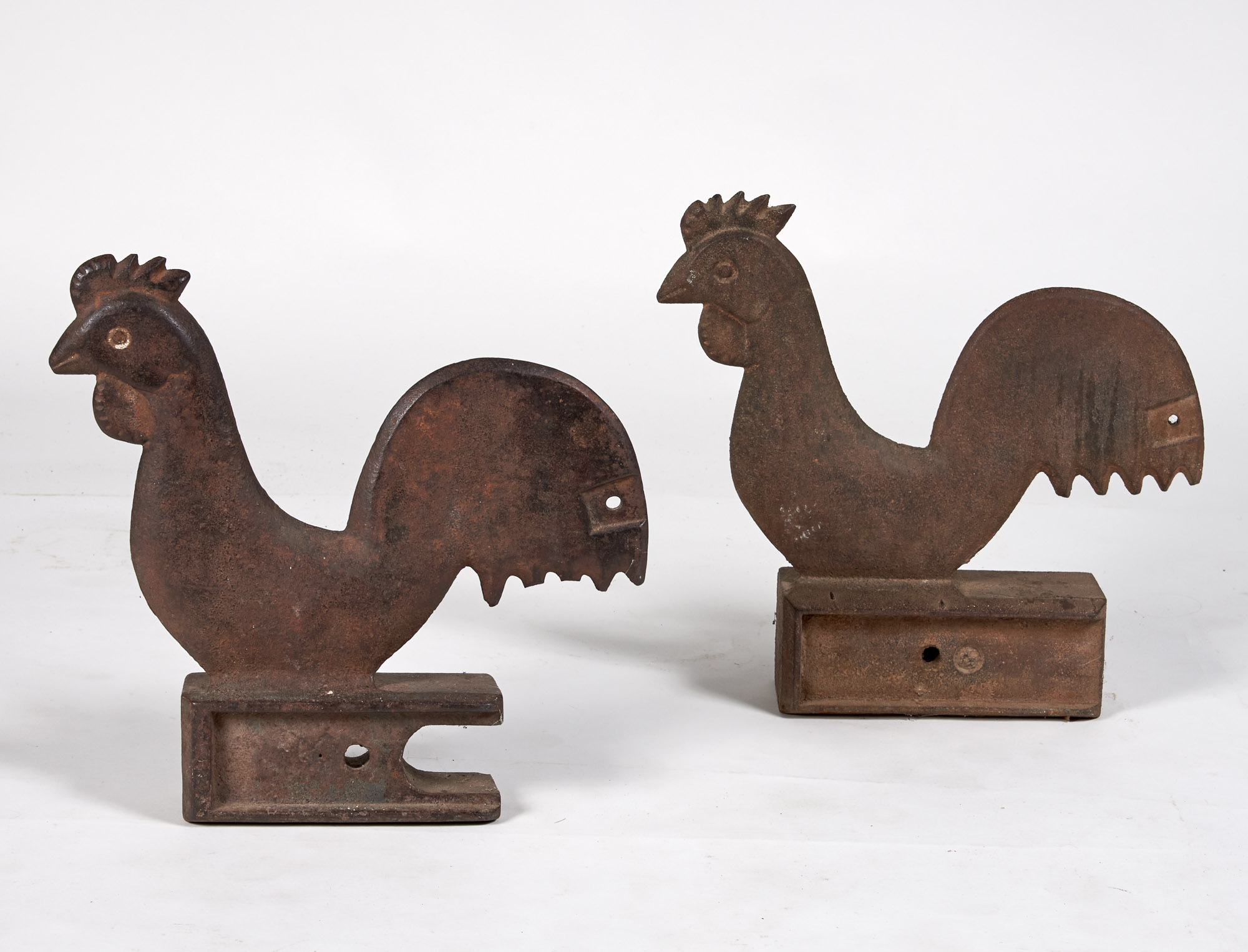 Lot image - Two Cast Iron Rooster Mill Weights
