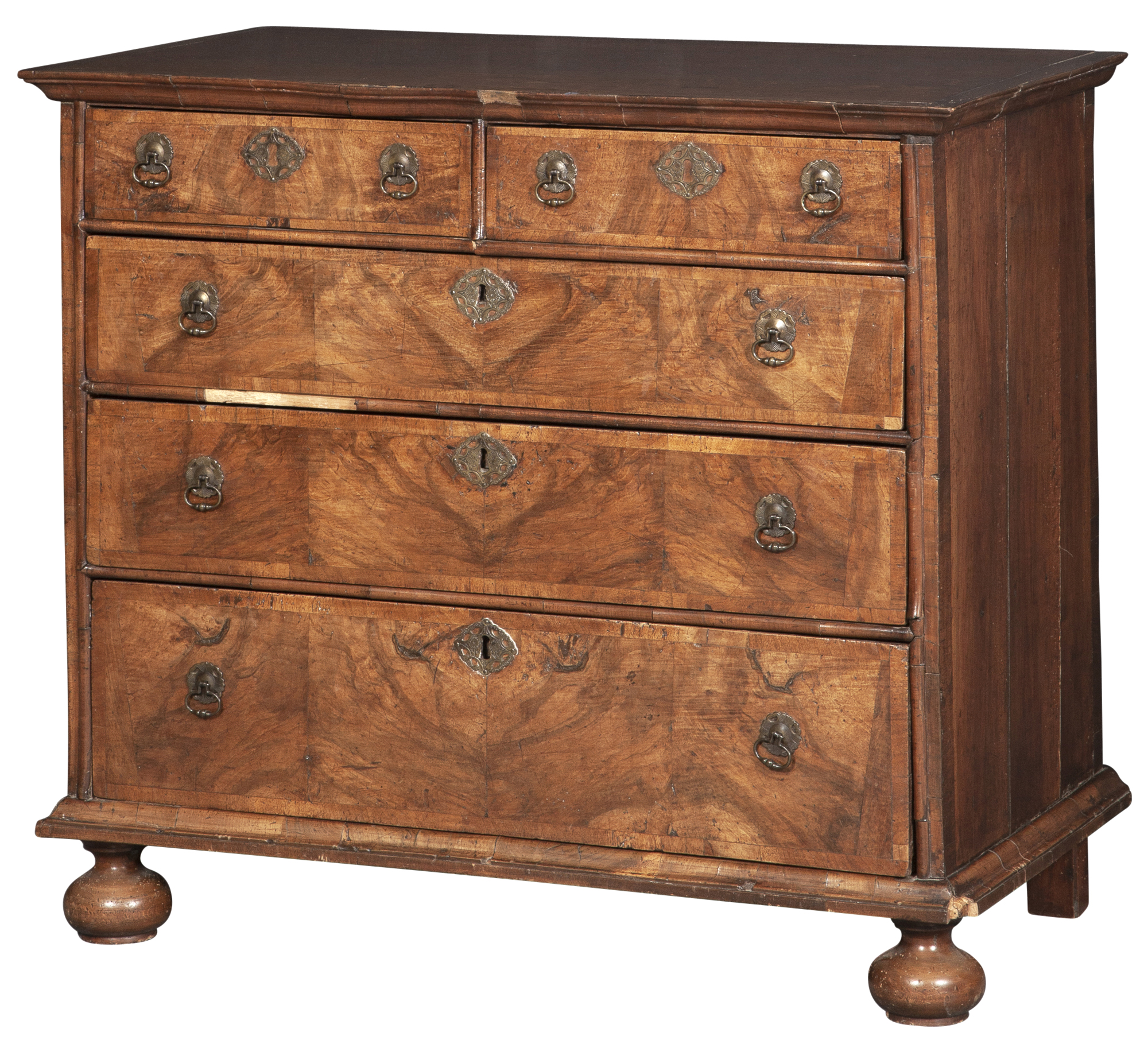 Lot image - Queen Anne Walnut and Oak Chest of Drawers