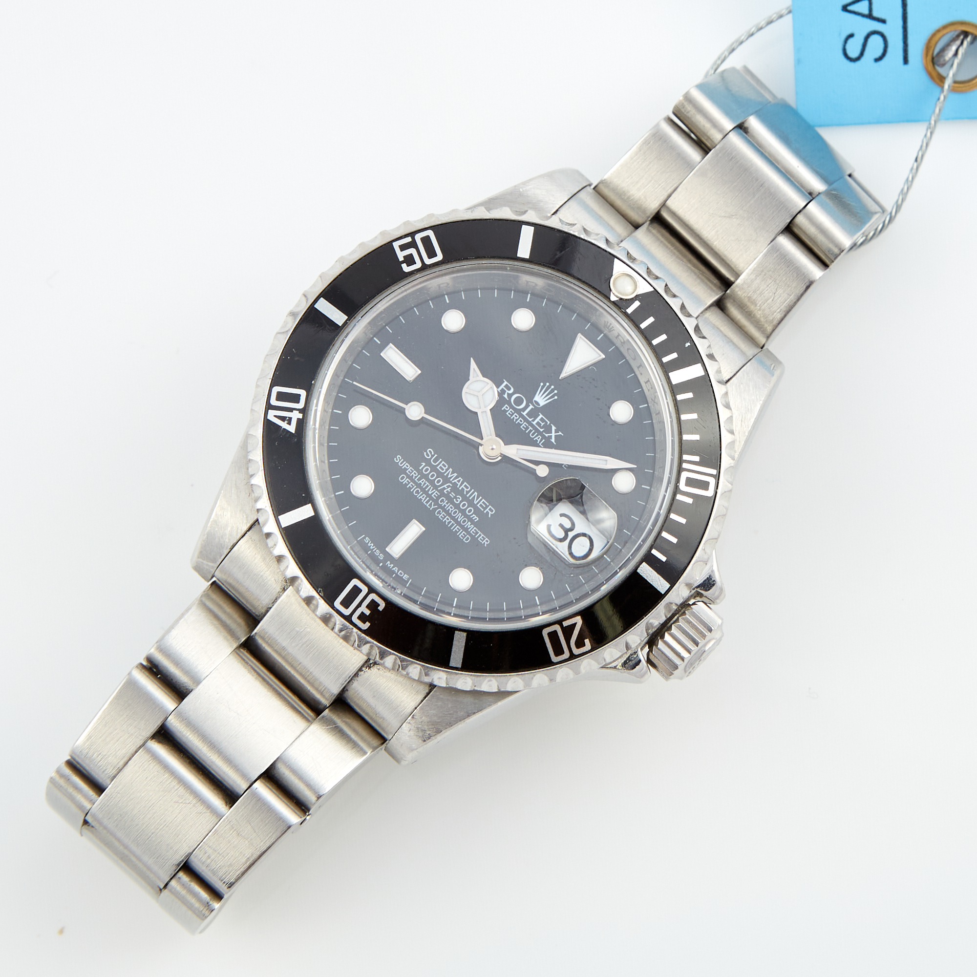 Lot image - Mans Metal Bracelet Watch, 31 Jewels, Rolex, Submariner with deployant buckle and box