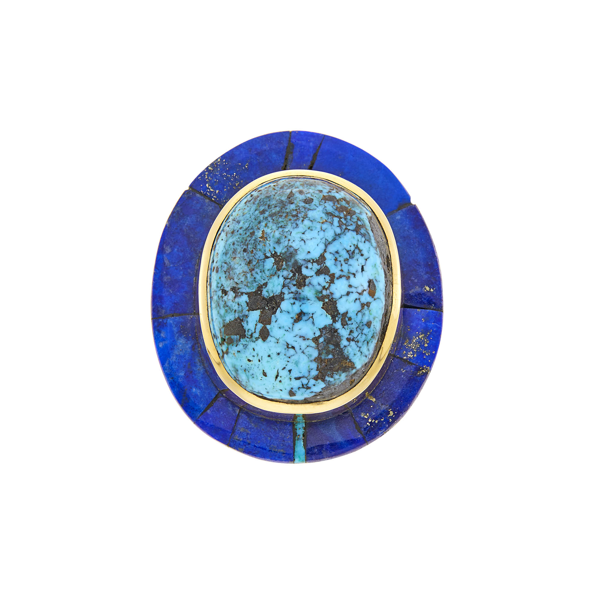 Lot image - Charles Loloma Gold, Turquoise and Lapis Ring