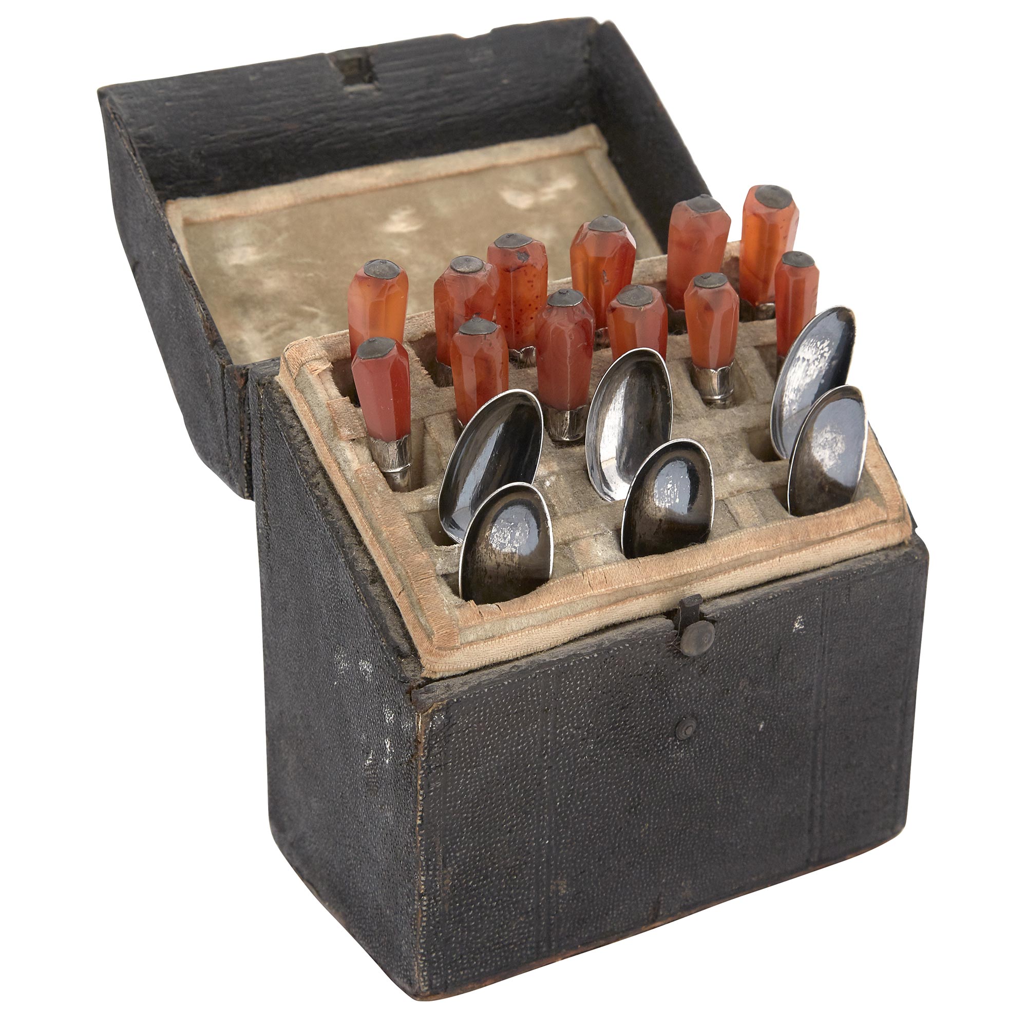 Lot image - Black Shagreen Miniature Cutlery Box