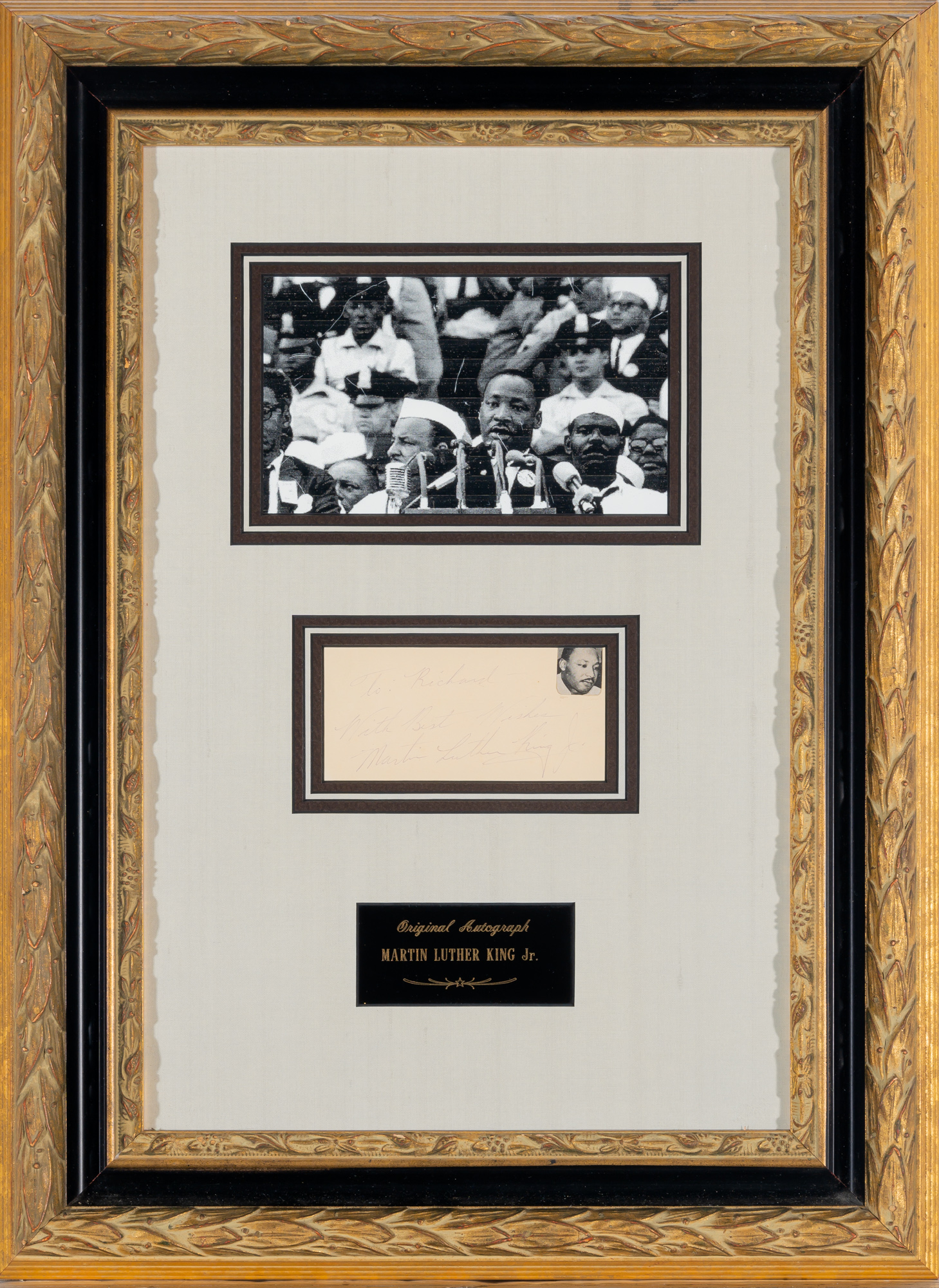 Lot image - KING Jr., MARTIN LUTHER  Inscribed album sheet.