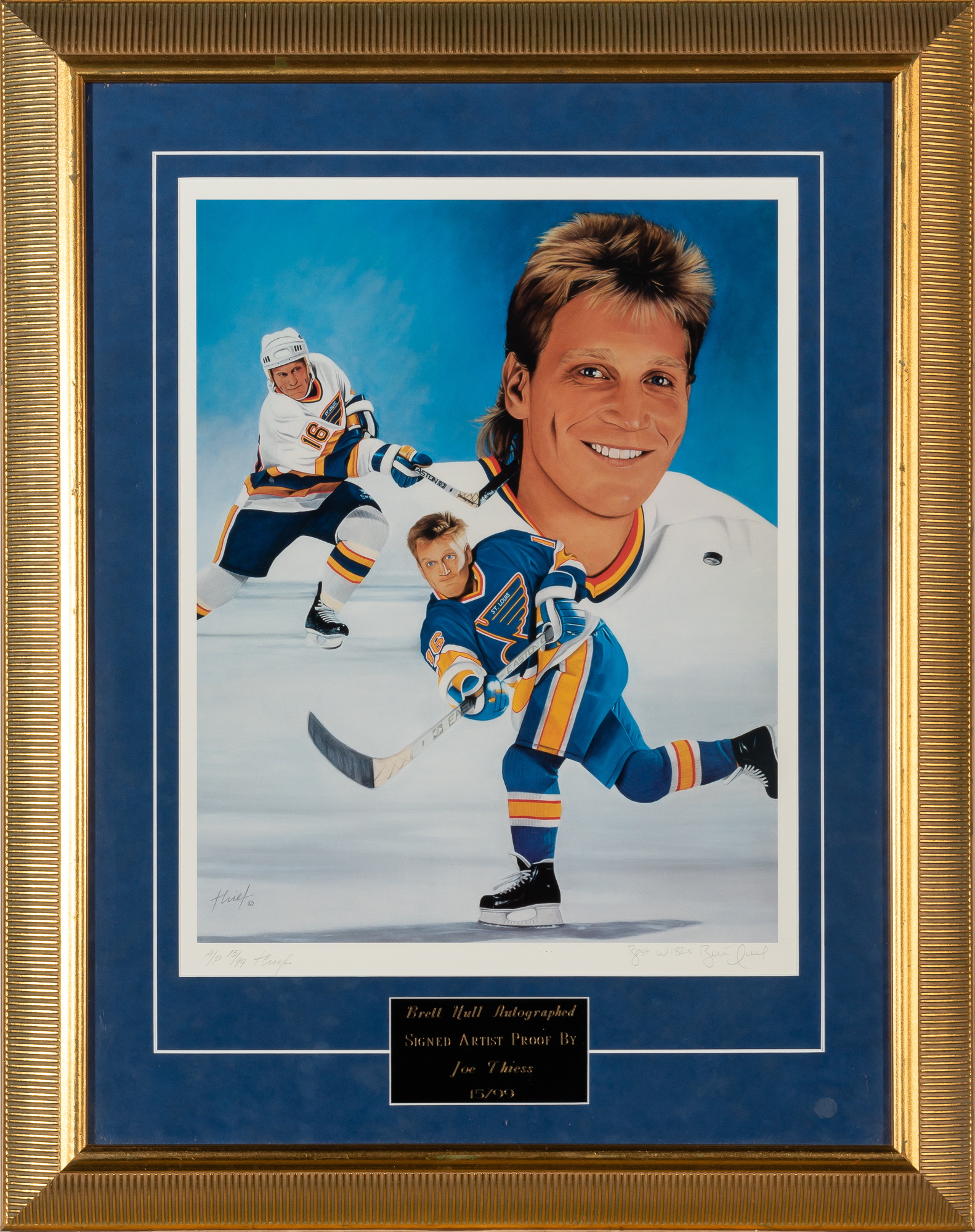 Lot image - Brett Hull Artwork by Joe Theiss, Framed.