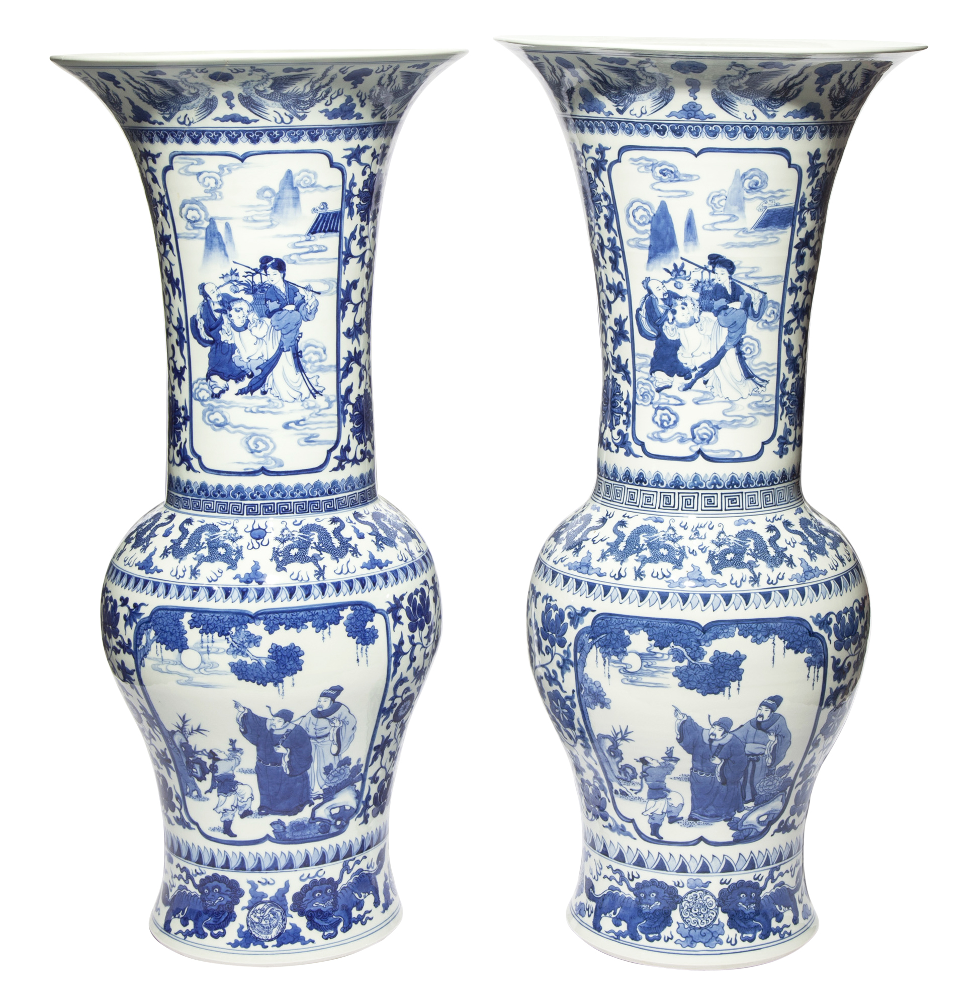 Lot image - A Large Pair of Chinese Blue and White Porcelain Vases