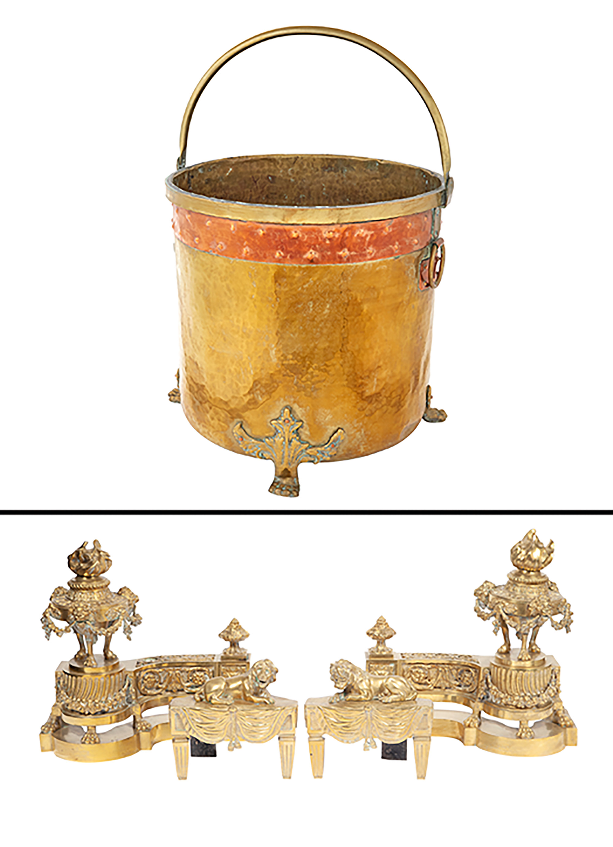 Lot image - Pair of Louis XVI Style Brass Chenets