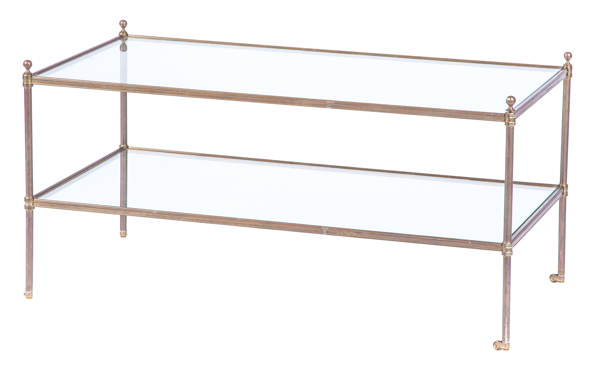 Lot image - Bronze and Glass Two-Tier Low Table