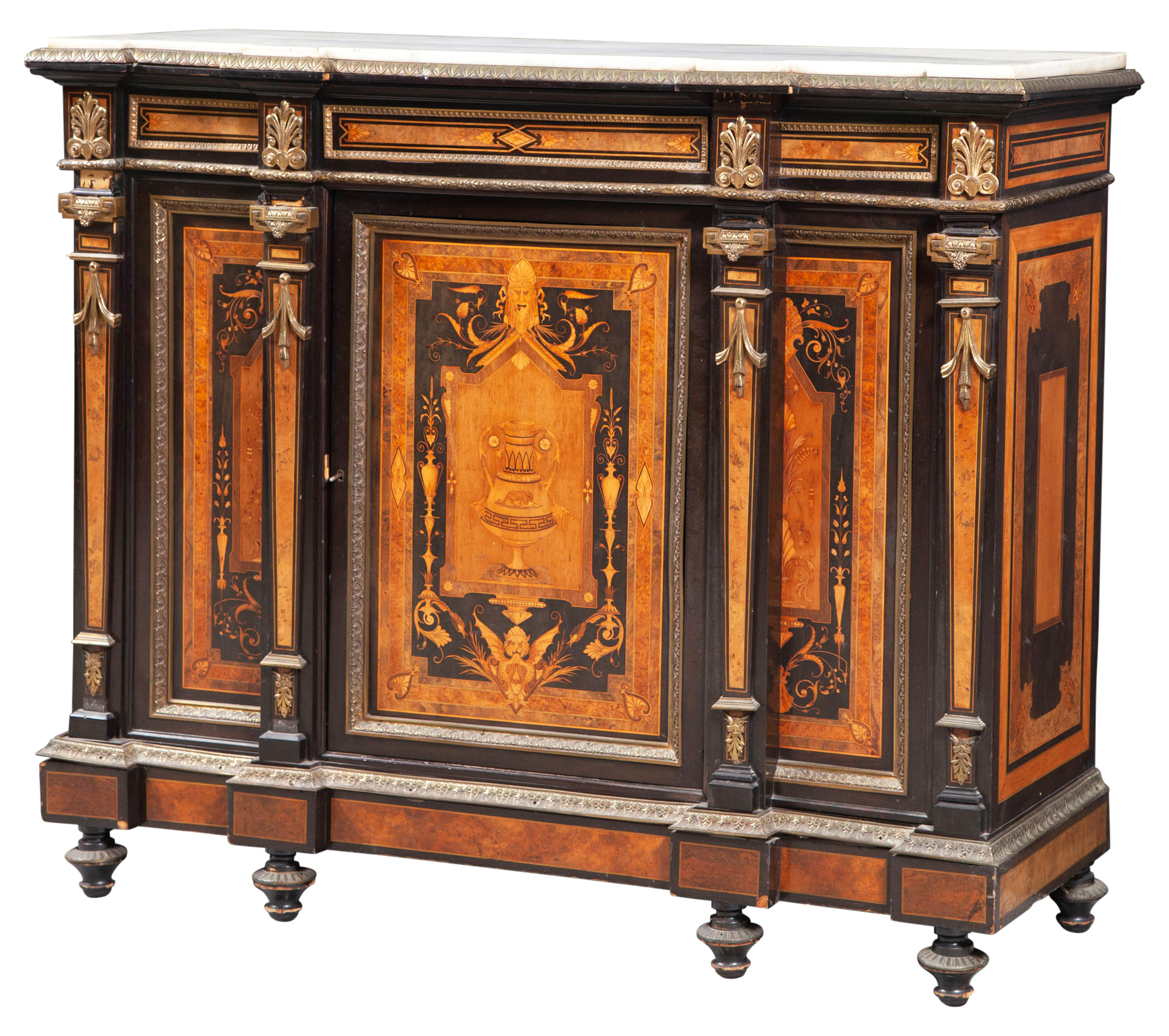 Lot image - Victorian Gilt-Bronze Mounted Walnut, Ebony and Marquetry Cabinet