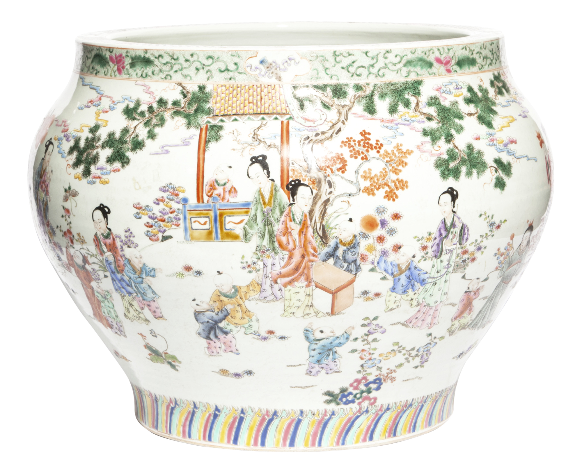 Lot image - A Large Chinese Enameled Porcelain Fishbowl