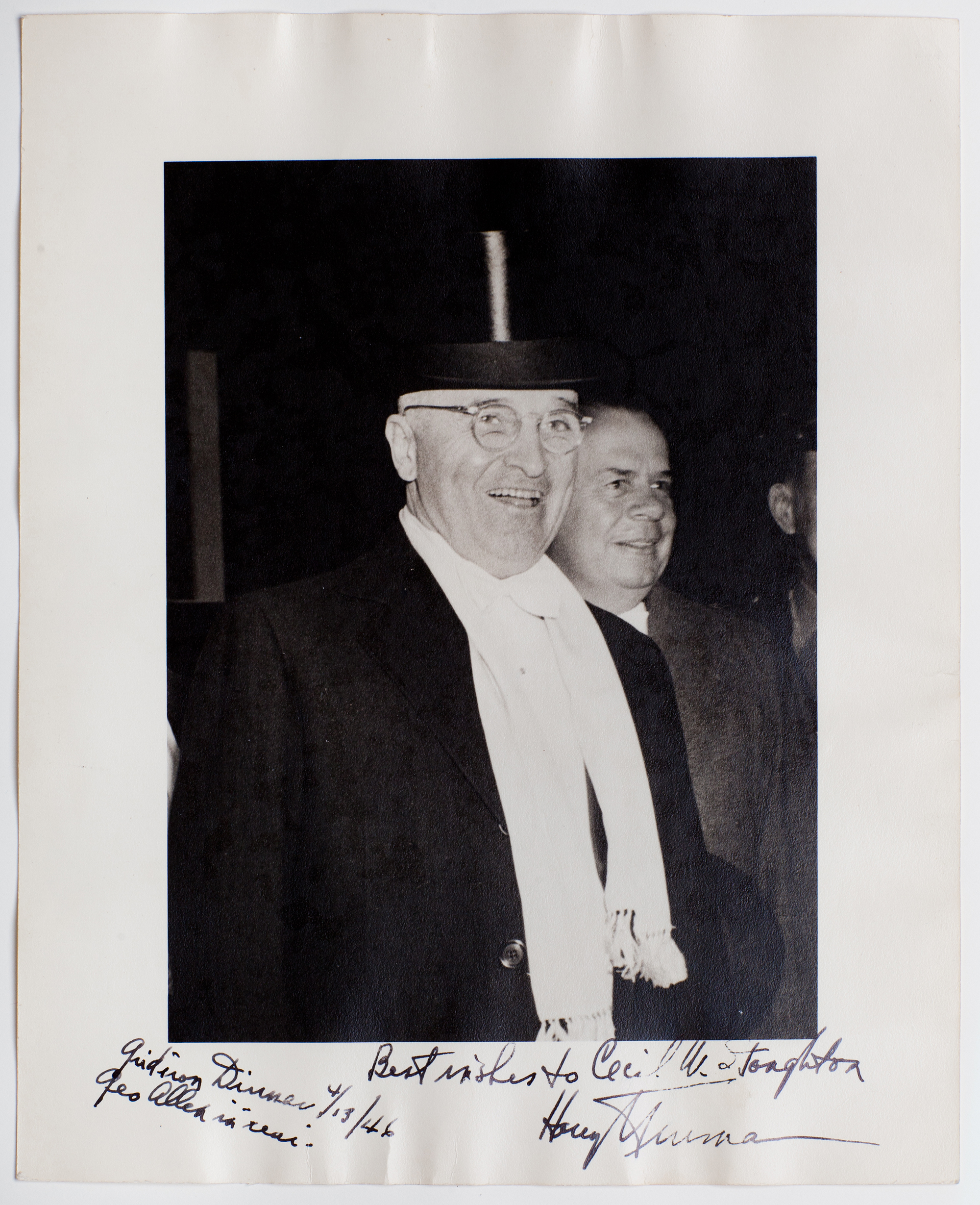 Lot image - TRUMAN, HARRY-FOOTBALL  Photograph inscribed to photographer Cecil Stoughton.
