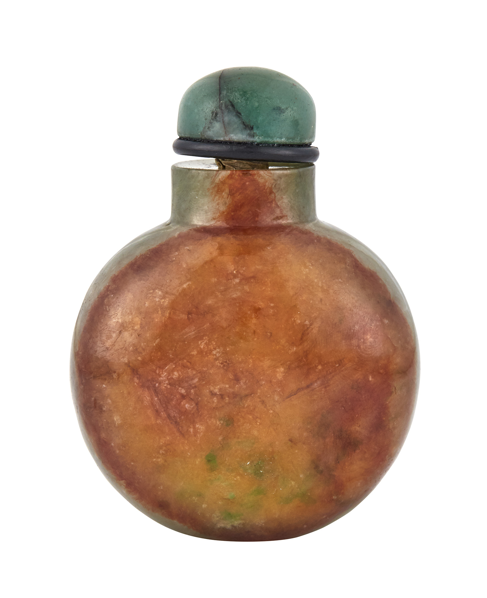 Lot image - Chinese Celadon and Russet Jade Snuff Bottle