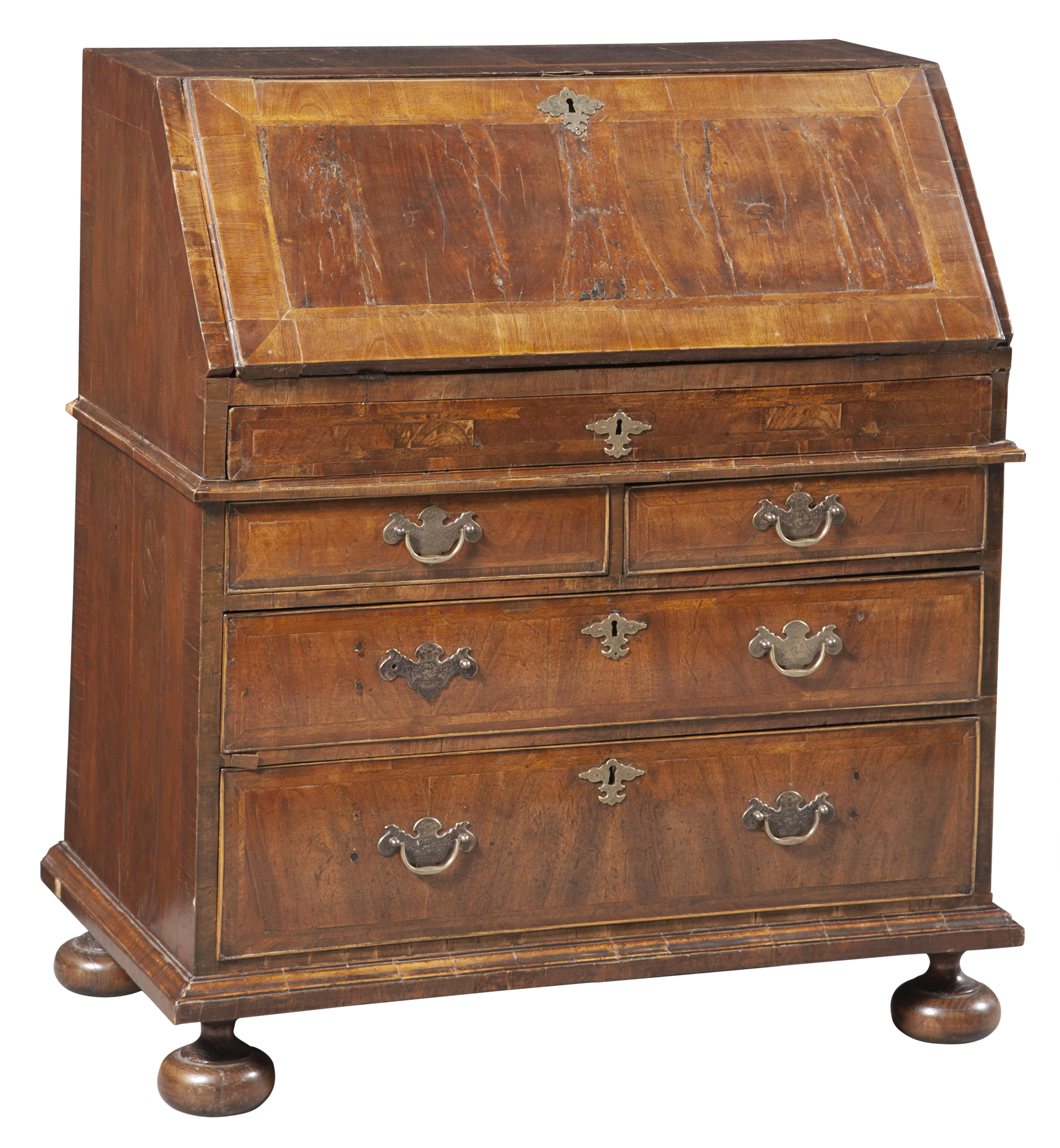 Lot image - Transitional Queen Anne/George I Walnut Slant Front Desk