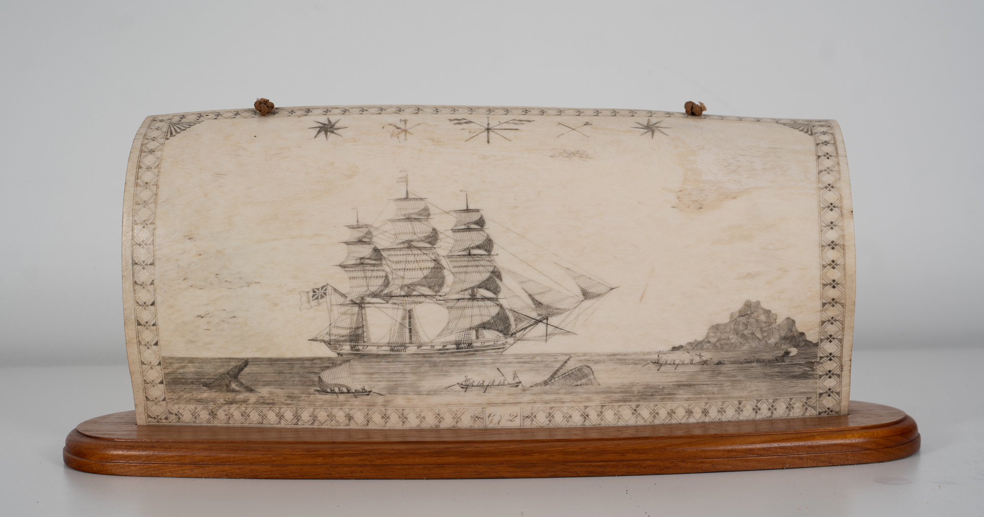 Lot image - Scrimshaw Decorated Panbone Plaque