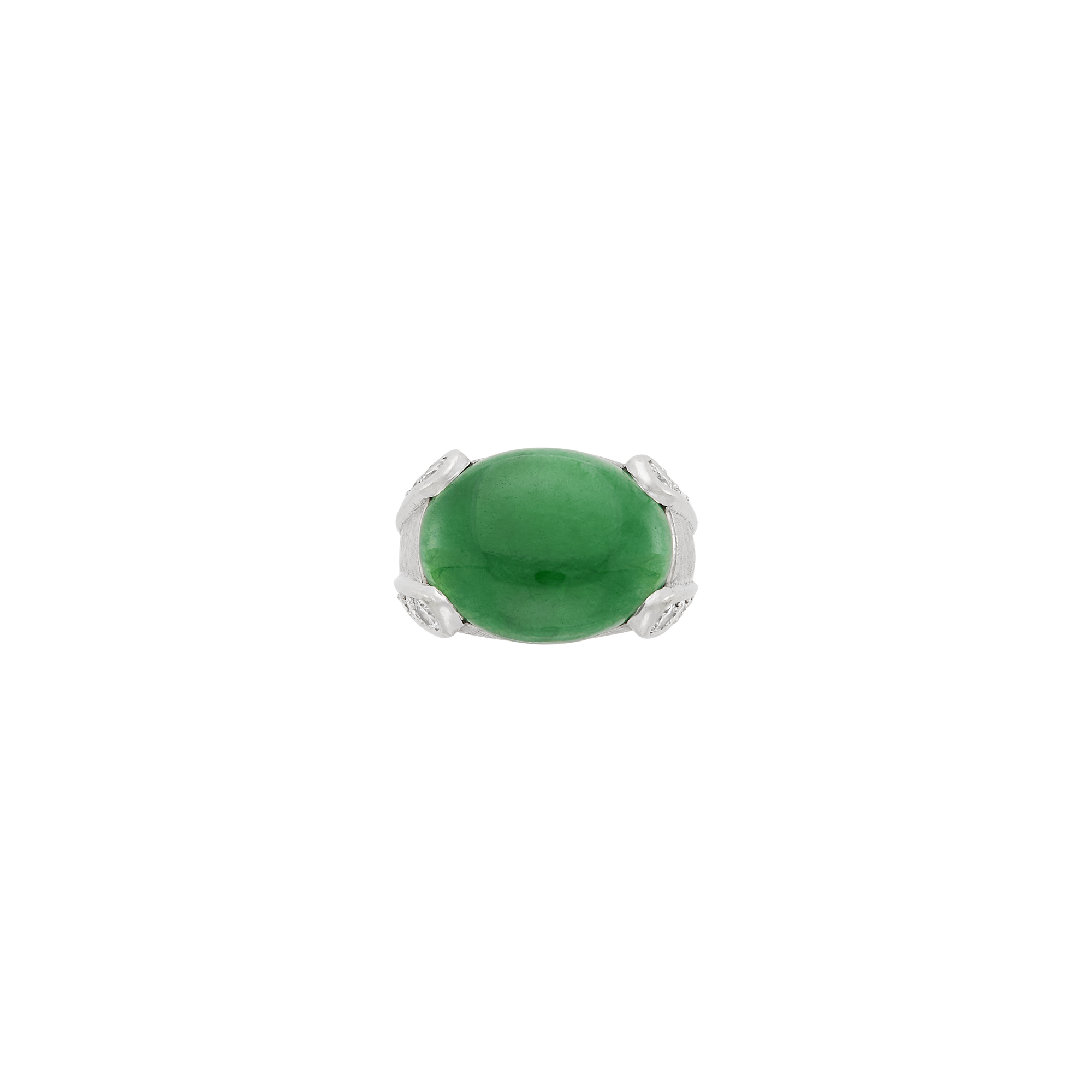 Lot image - Platinum, Jade and Diamond Ring