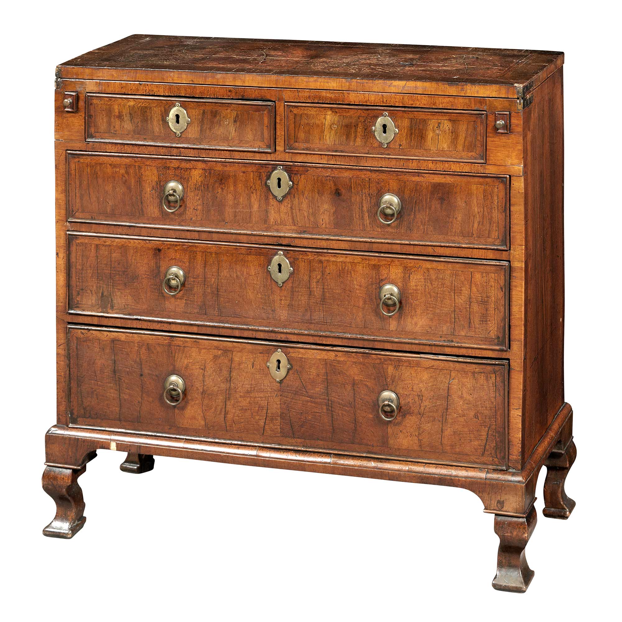 Lot image - George I Inlaid Walnut Bachelors Chest