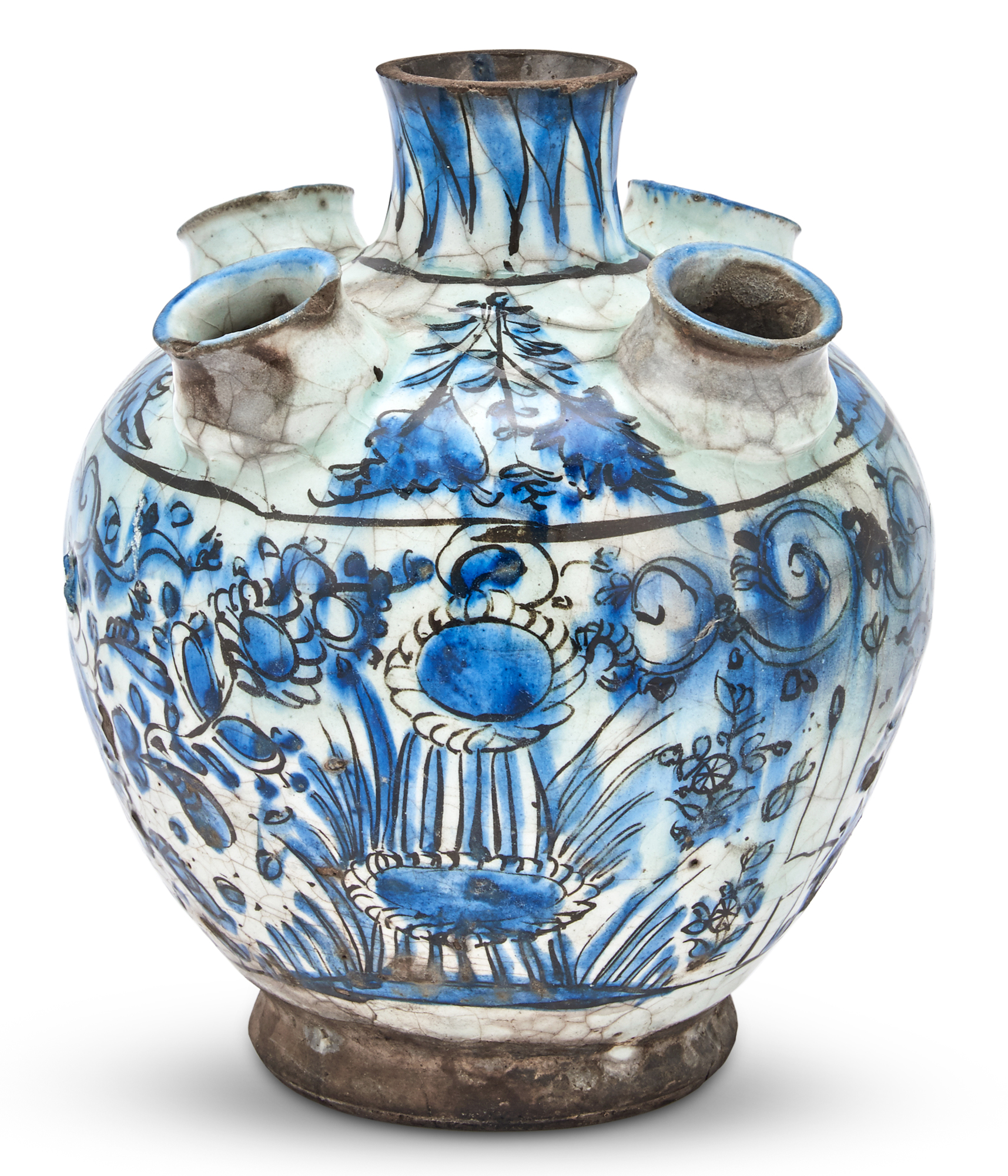 Lot image - A Persian Glazed Pottery Bud Vase