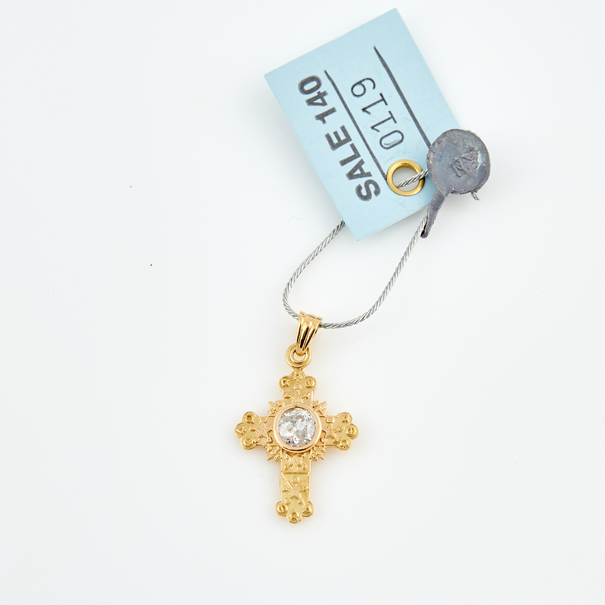 Lot image - Diamond Solitaire Pendant about 1.10 cts., 18K 3 dwt.