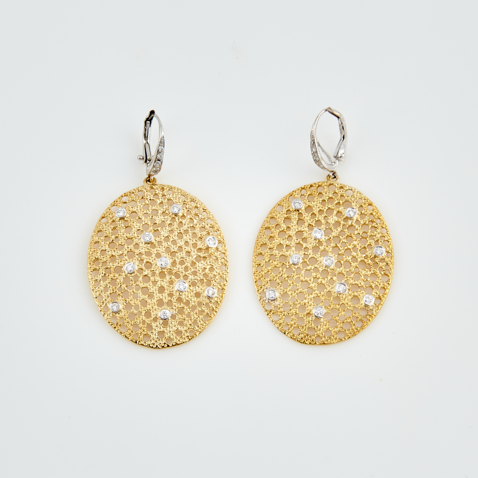 Lot image - Two Diamond Earrings, 14K 8 dwt.