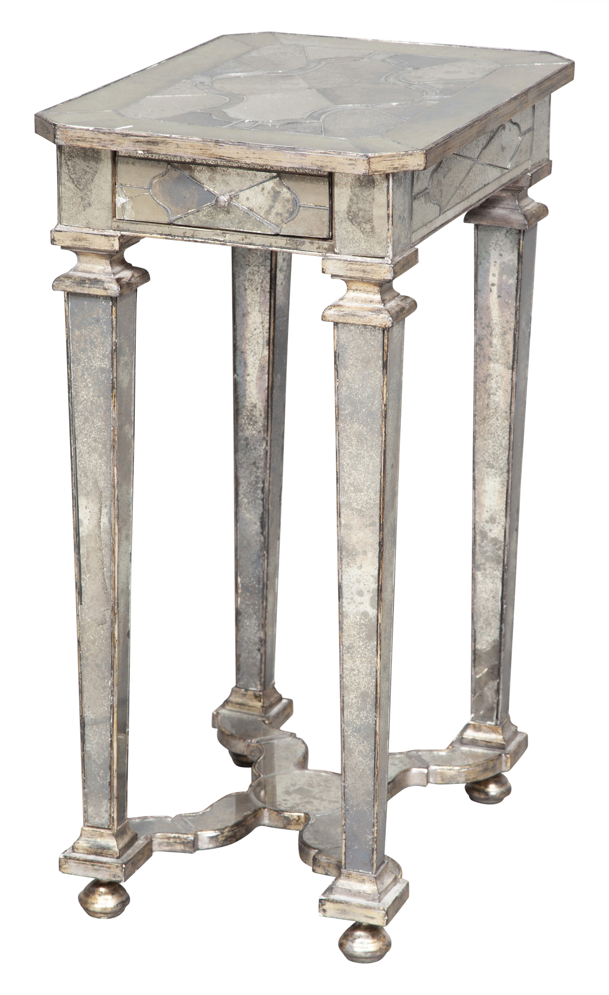 Lot image - Louis XIV Style Mirrored One-Drawer Side Table
