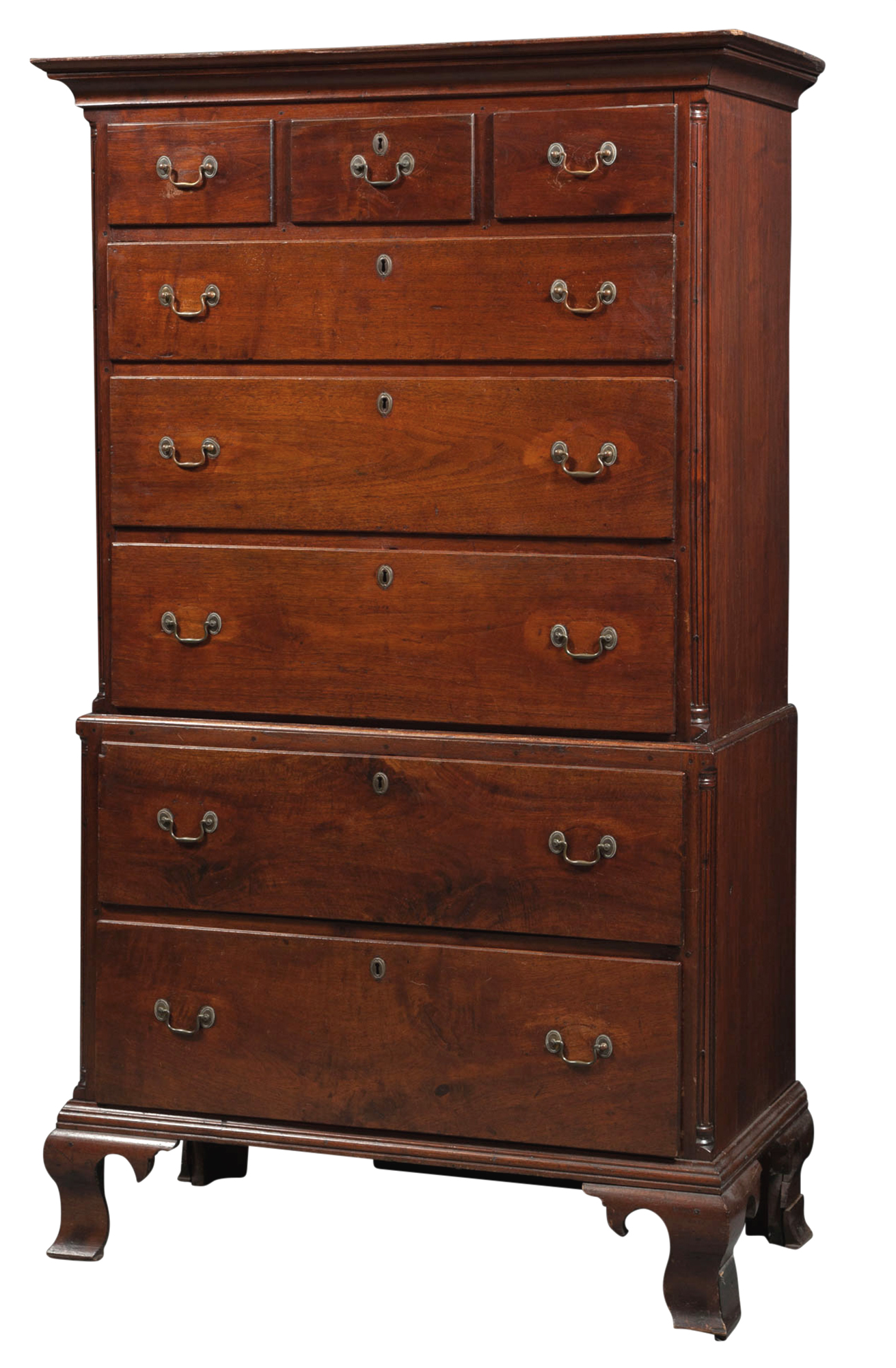 Lot image - Chippendale Walnut Chest on Chest