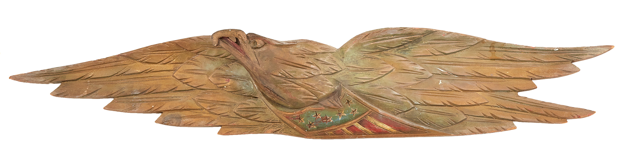 Lot image - Painted and Carved Wood Eagle with Shield