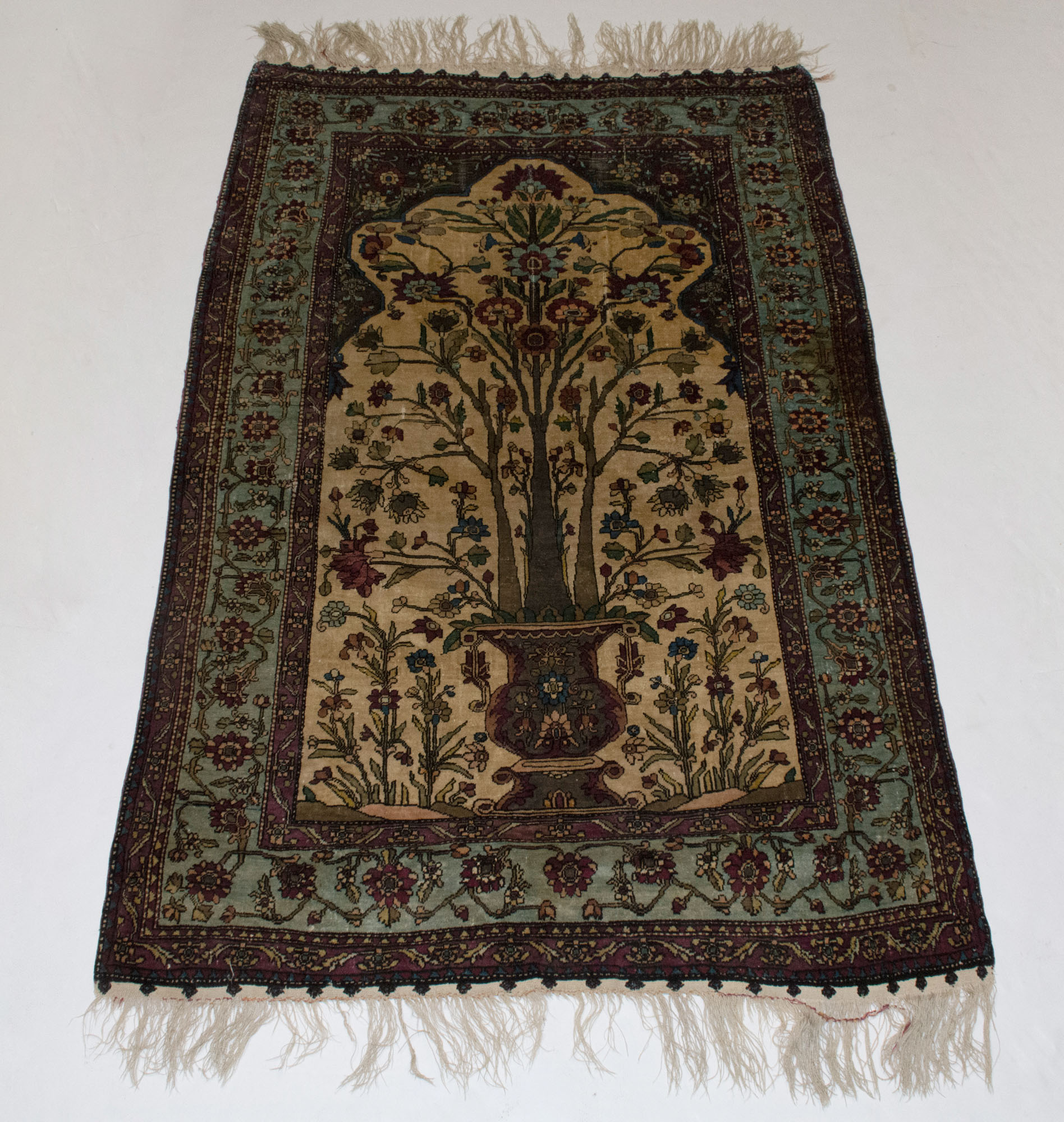 Lot image - Silk Fereghan Prayer Rug