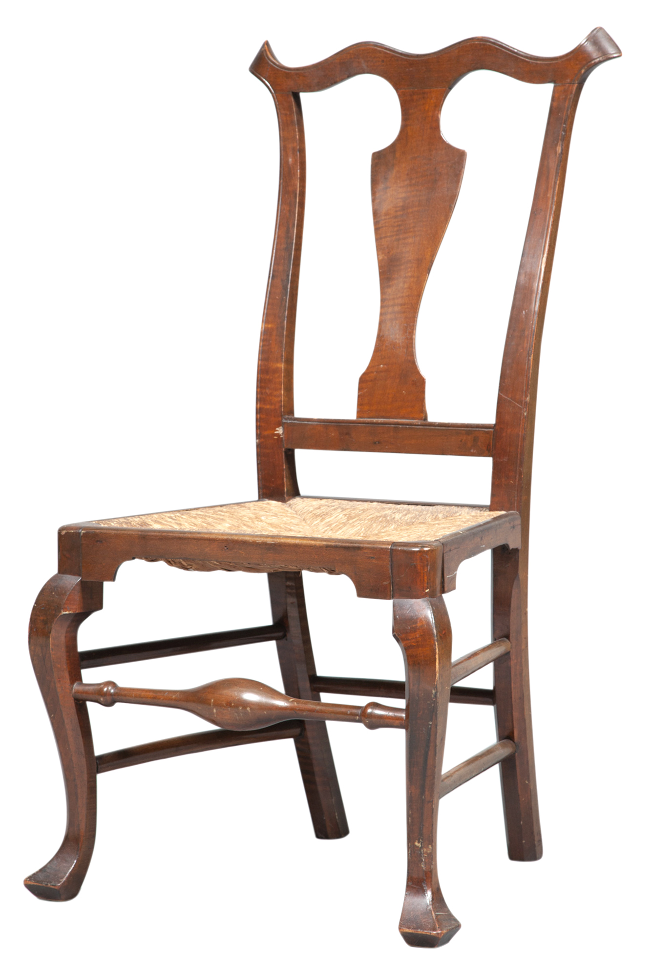 Lot image - Queen Anne Maple Rush Seat Side Chair