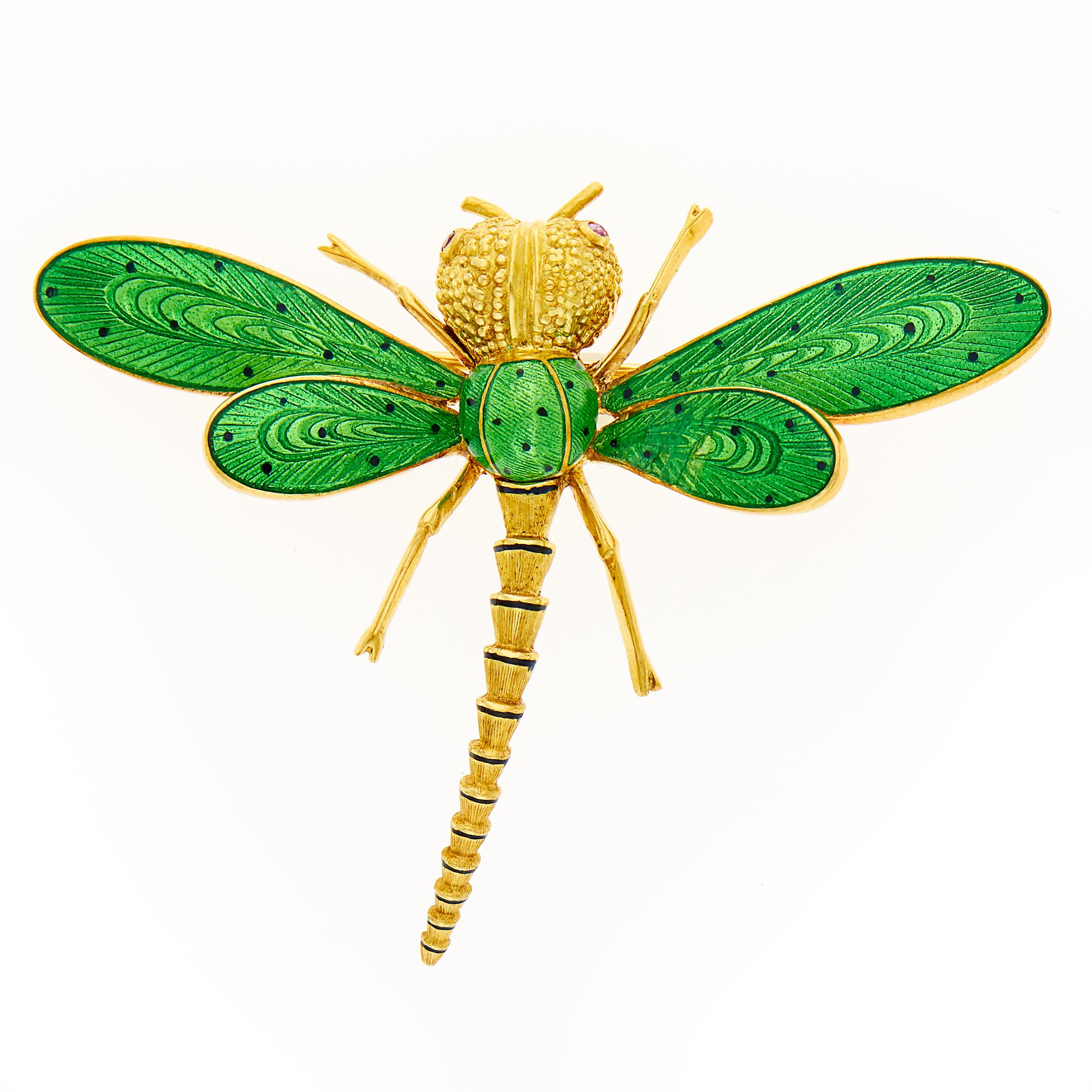 Lot image - Gold and Green Enamel Dragonfly Brooch