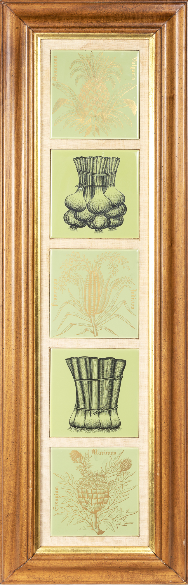 Lot image - Set of Five Piero Fornasetti Glazed Ceramic Tiles