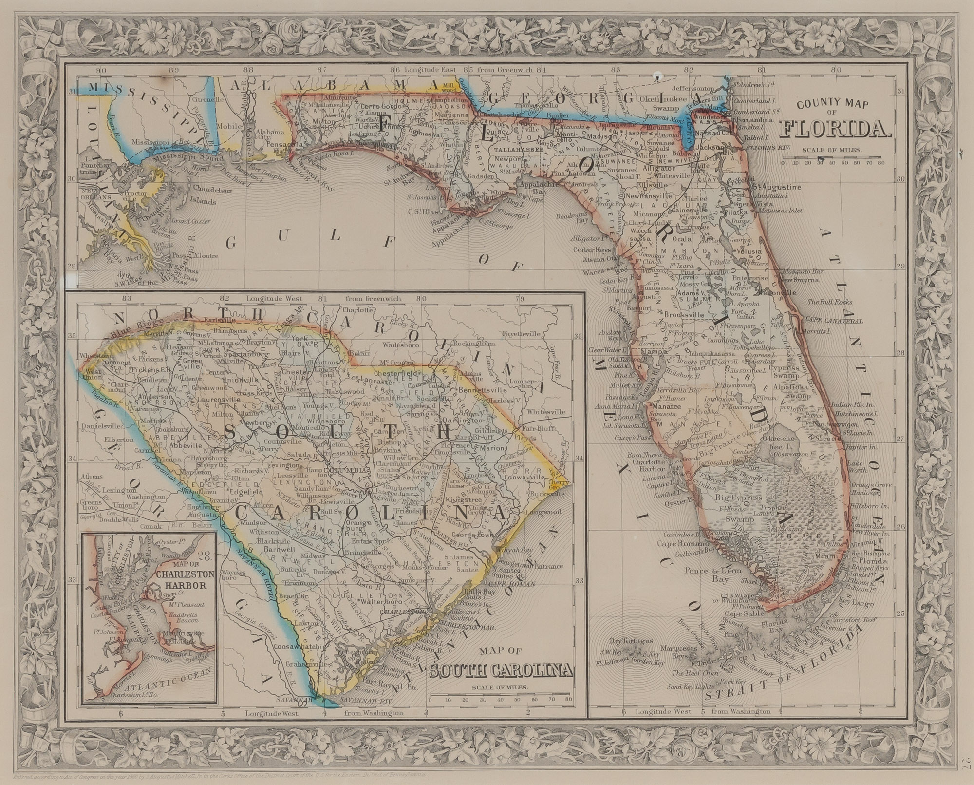 Lot image - [MAPS-FLORIDA]  Group of five 19th century maps of Florida.