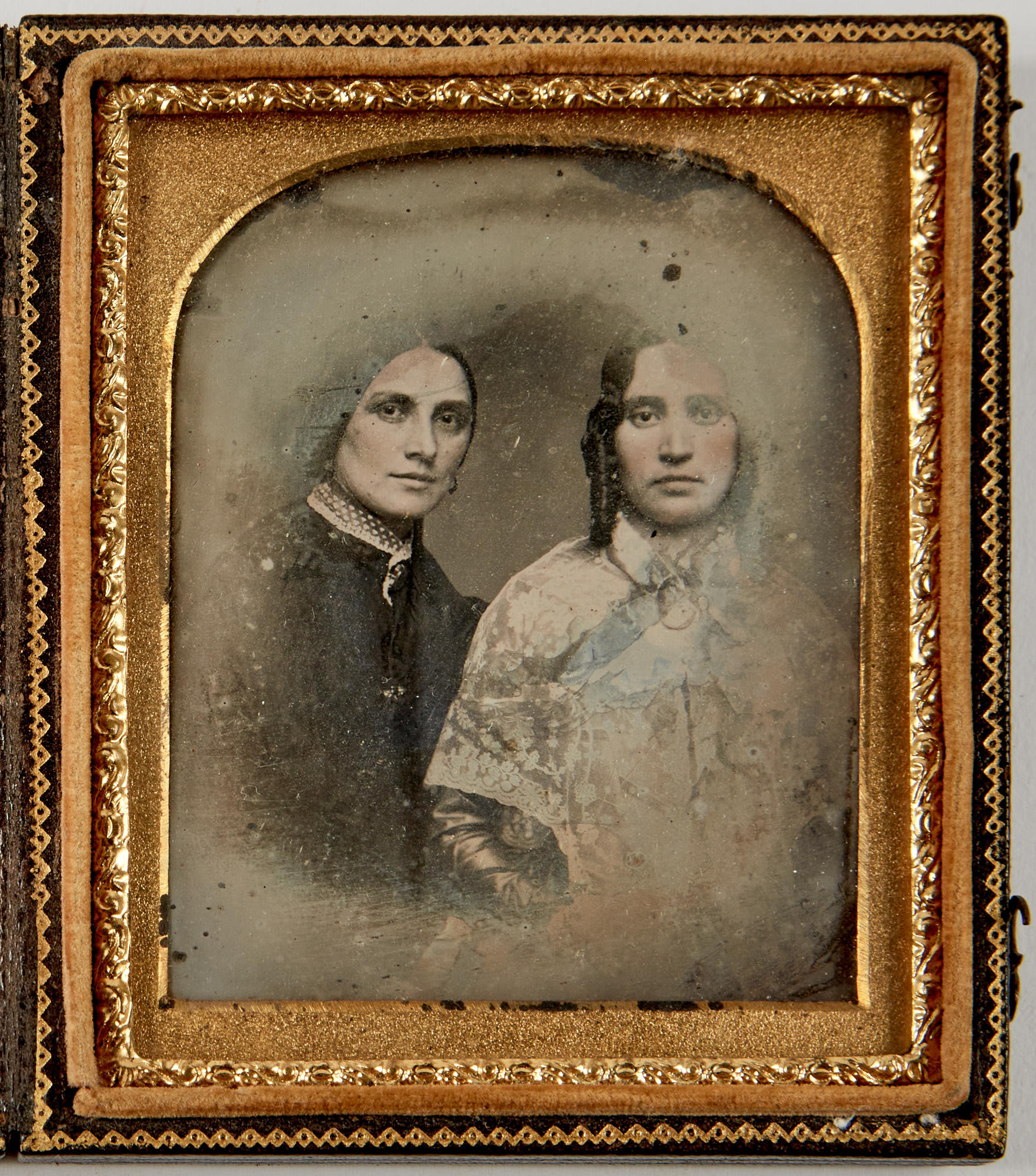 Lot image - [DAGUERREOTYPE-CALIFORNIA]  Group of six images of a wealthy Hispanic family in 19th century California