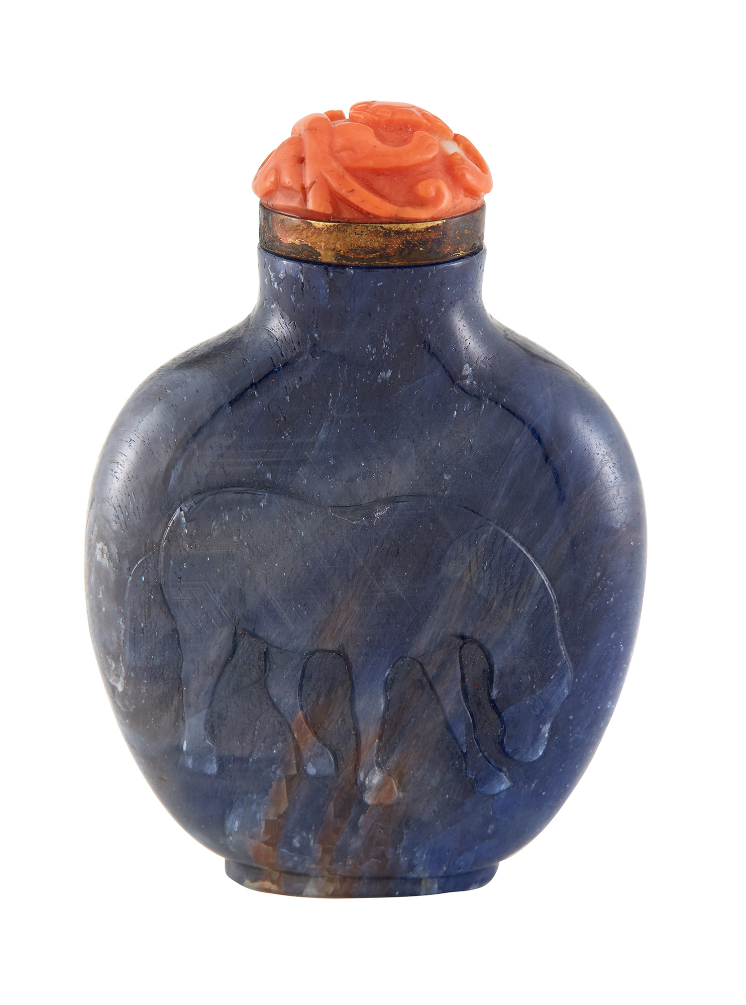 Lot image - Chinese Sapphire Matrix Snuff Bottle