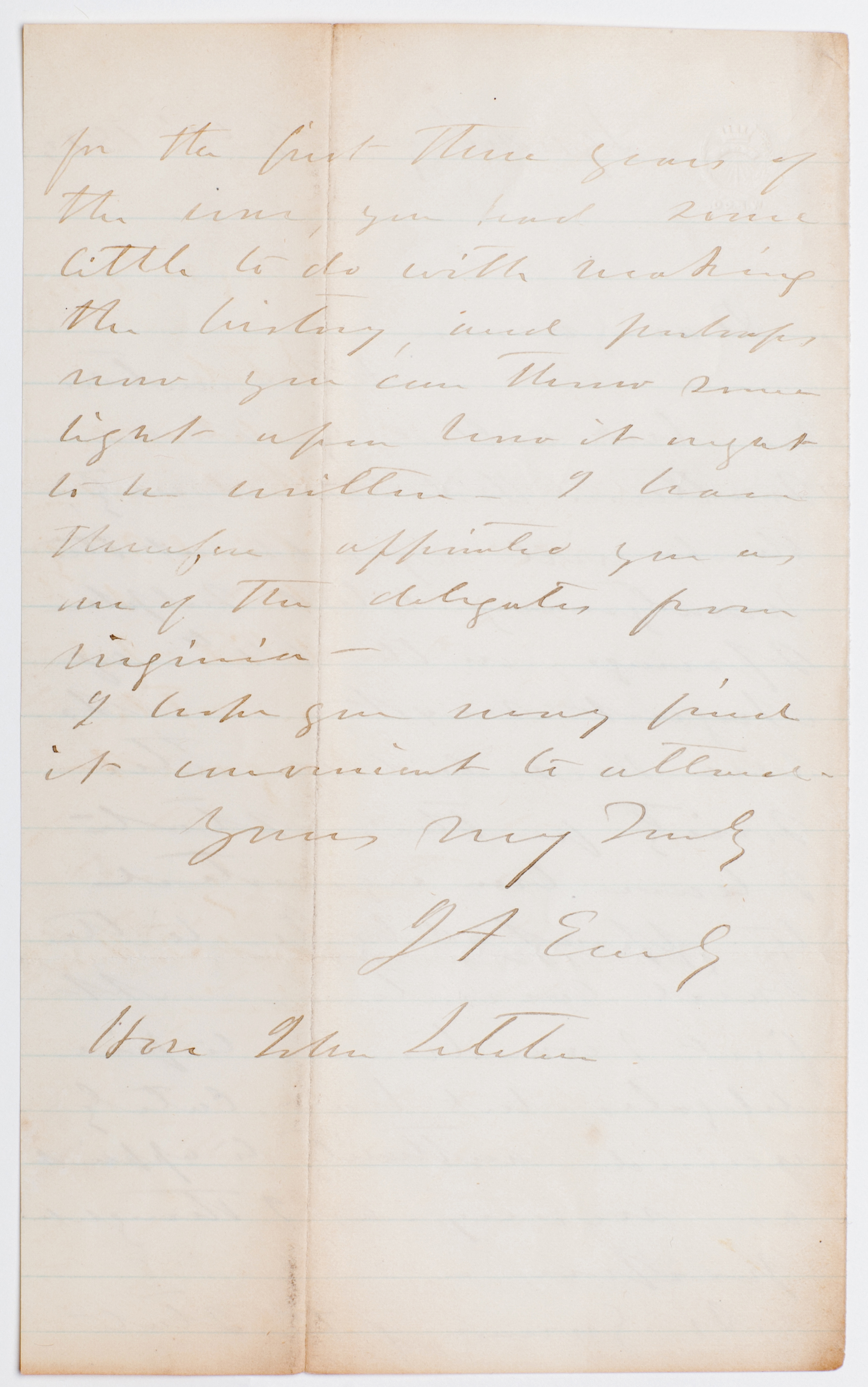 Lot image - [CIVIL WAR-CONFEDERATE]  EARLY, JUBAL. Autograph letter signed.