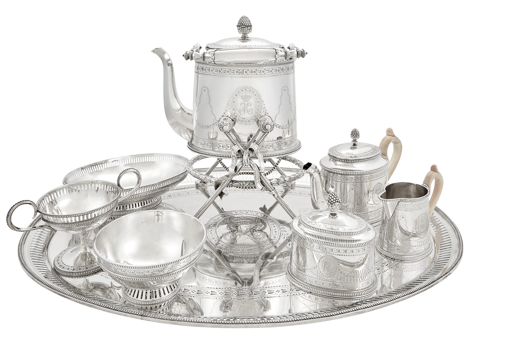 Lot image - Russian Silver Tea Service