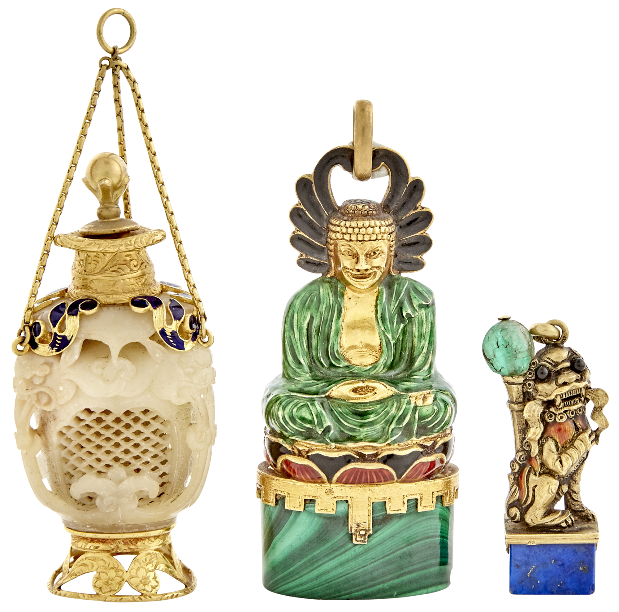 Lot image - Three Miniature Chinese-Style Objets de Vertu