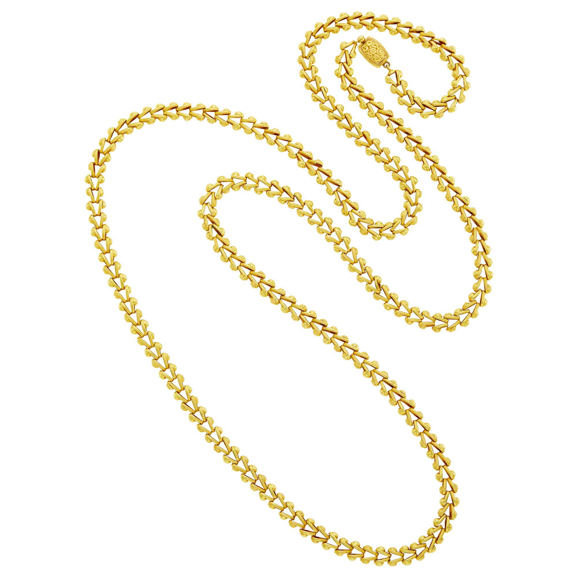 Lot image - Long Antique Gold Chain Necklace