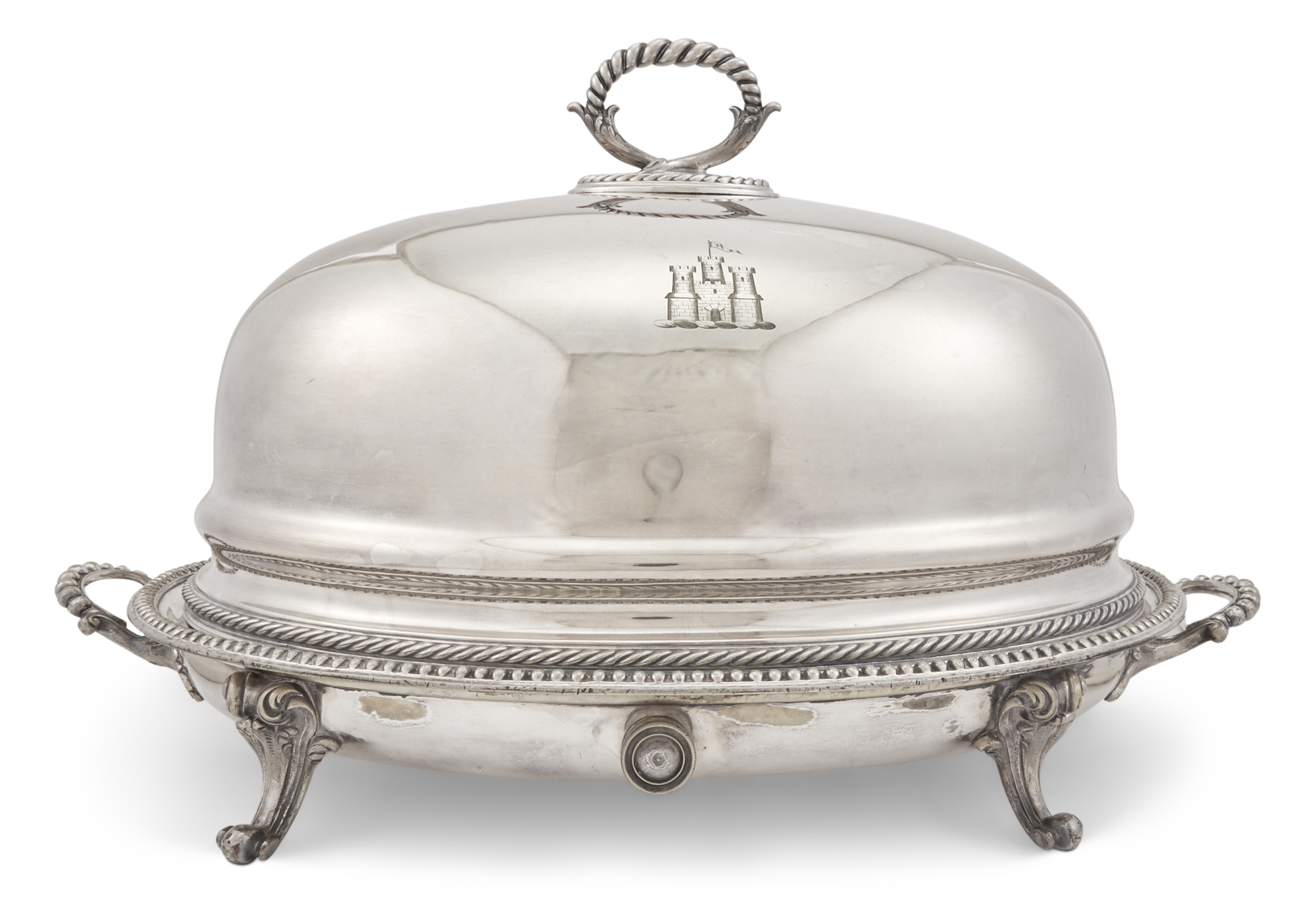 Lot image - English Silver Plated Well and Tree Platter and Dome
