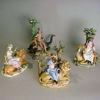 Lot image - Assembled Set of four Meissen Porcelain Figure Groups of the Continents