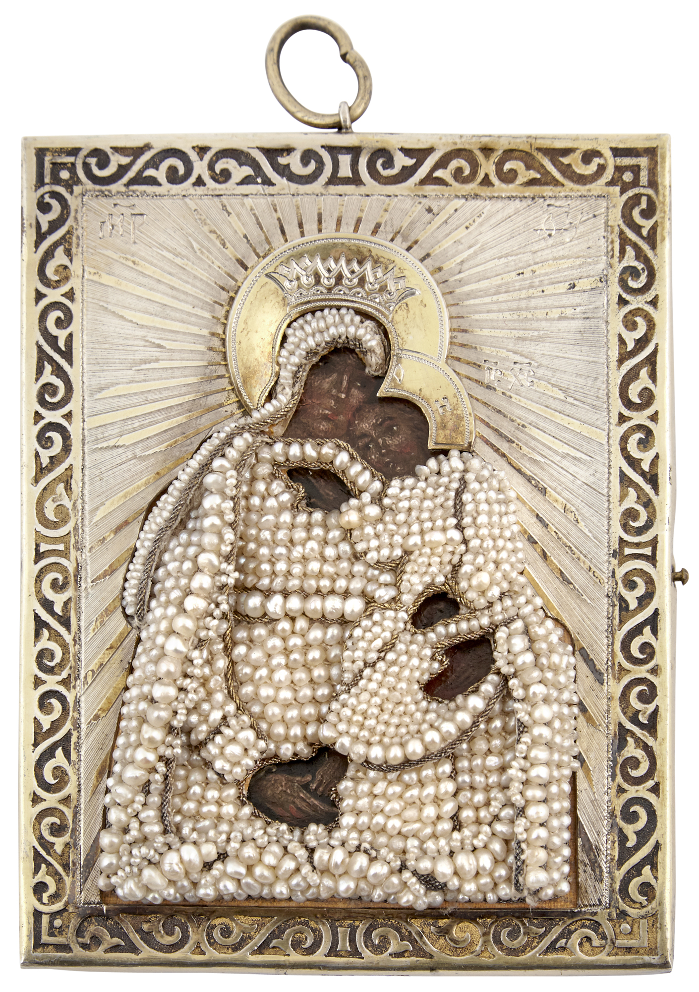 Lot image - Russian Silver-Gilt Icon of the Mother of God