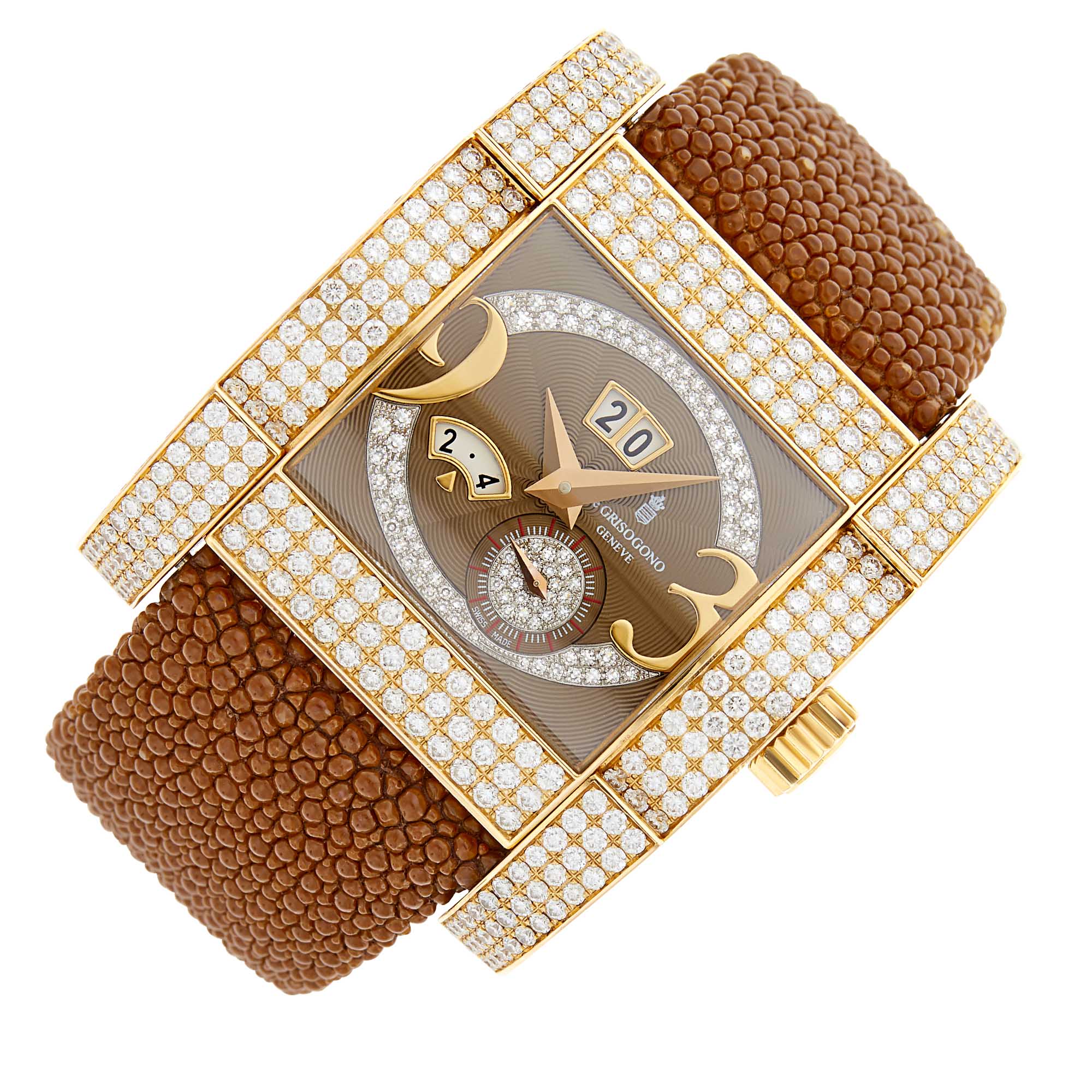 Lot image - de Grisogono Rose Gold and Diamond Instrumento Novantatre Wristwatch