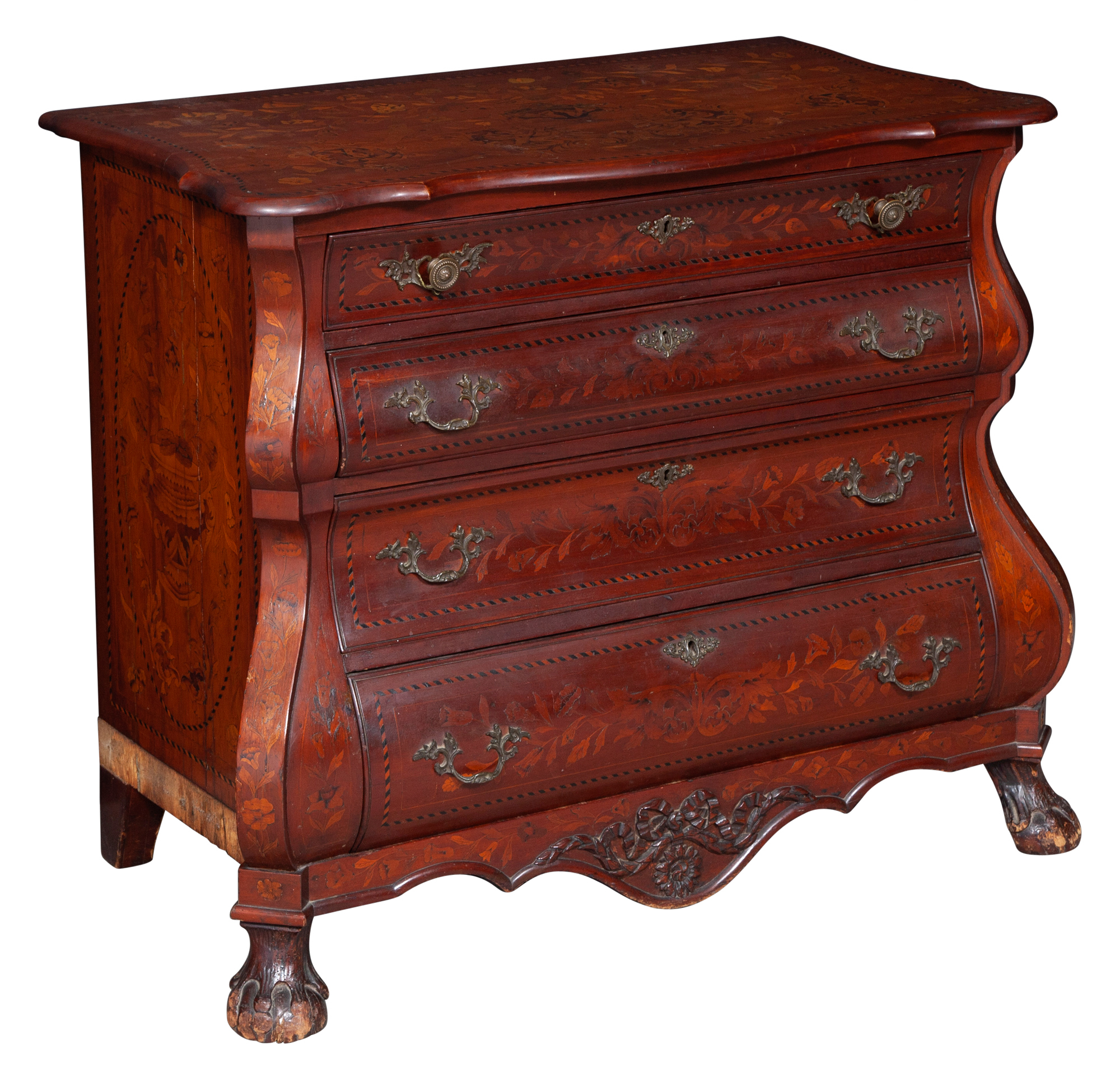 Lot image - Dutch Rococo Style Marquetry Inlaid Chest of Drawers
