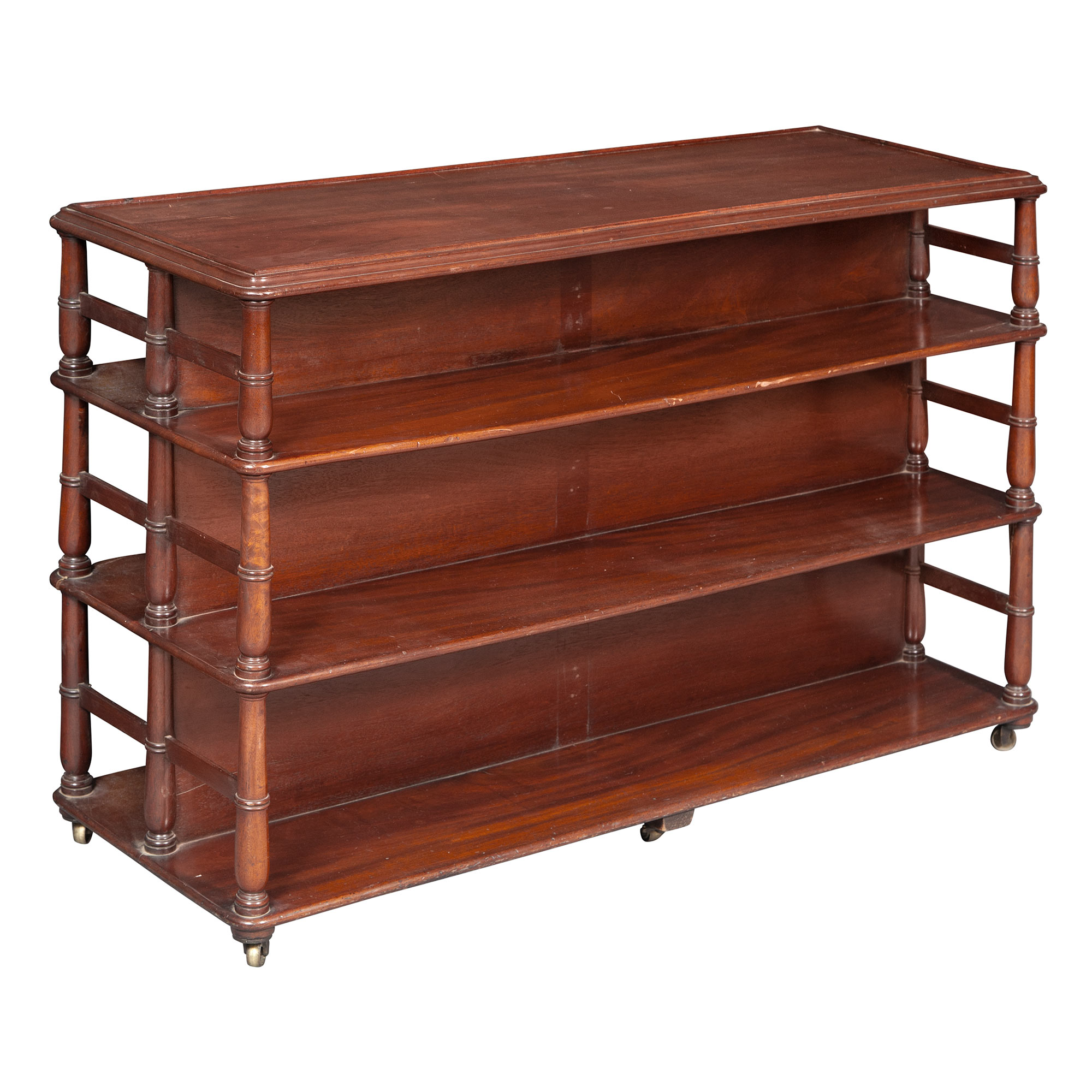 Lot image - George IV Mahogany Double-Sided Standing Shelf