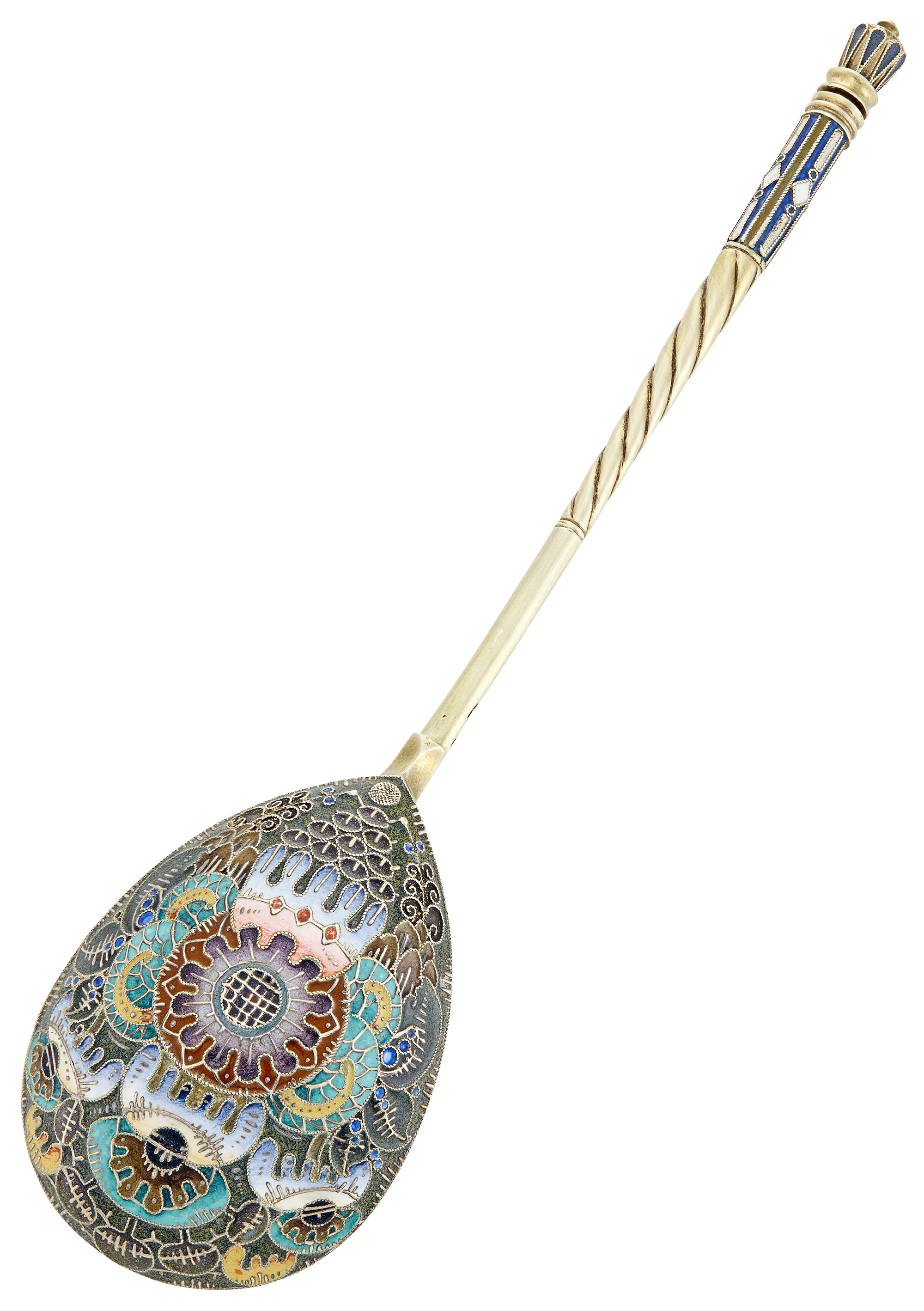Lot image - Russian Silver and Cloisonné Enamel Spoon