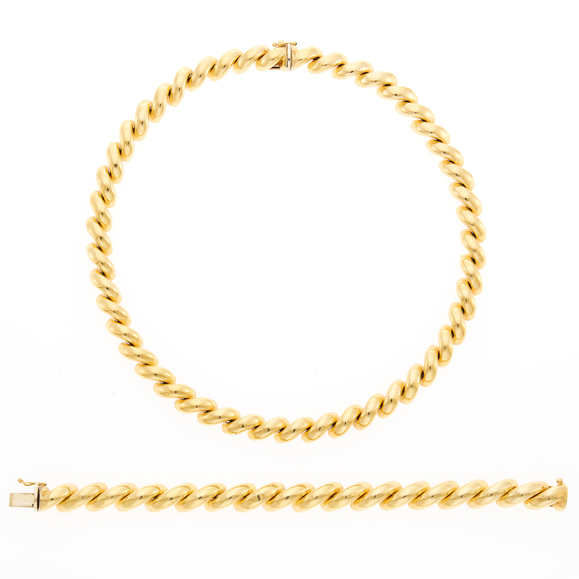 Lot image - Gold San Marco Link Necklace and Bracelet