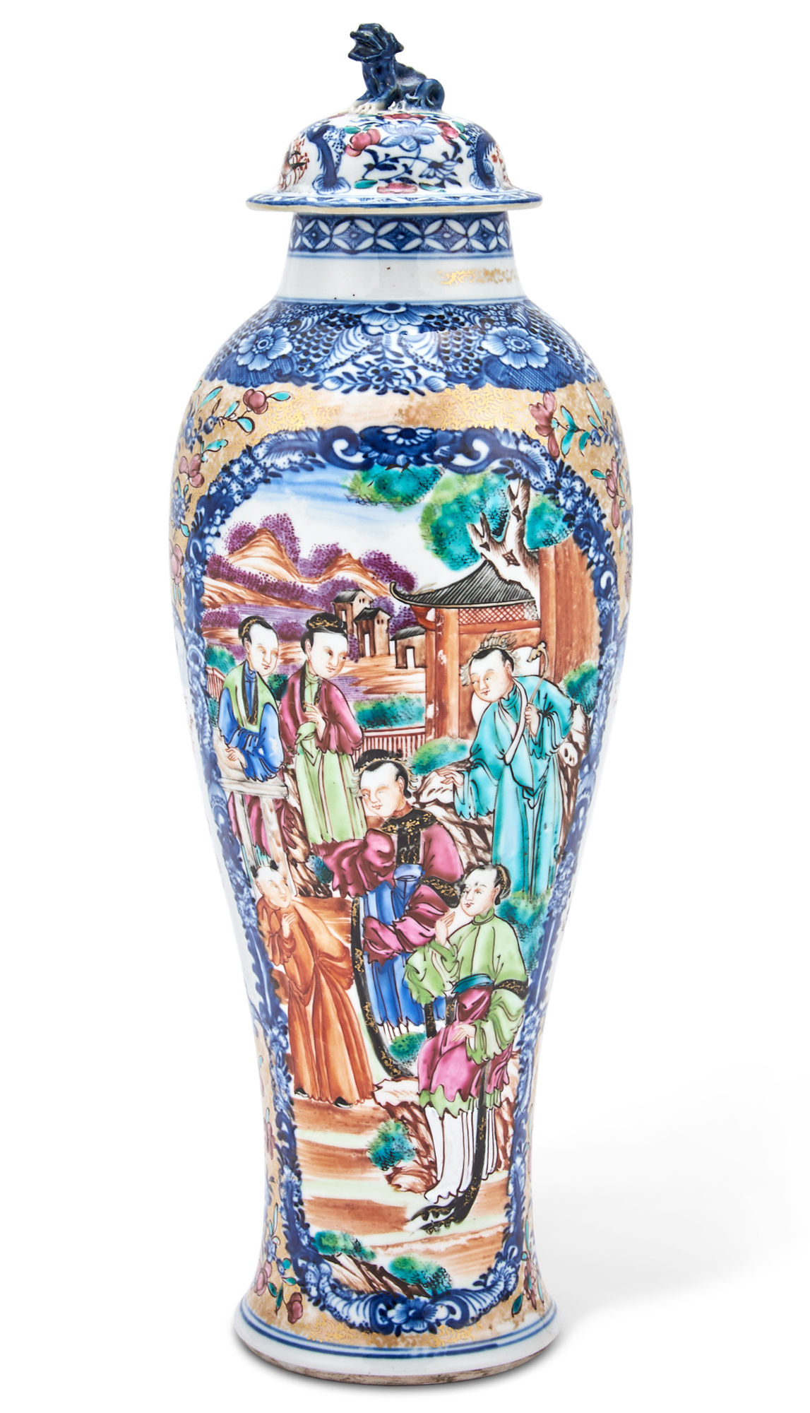 Lot image - A Chinese Export Porcelain Baluster Vase and Cover